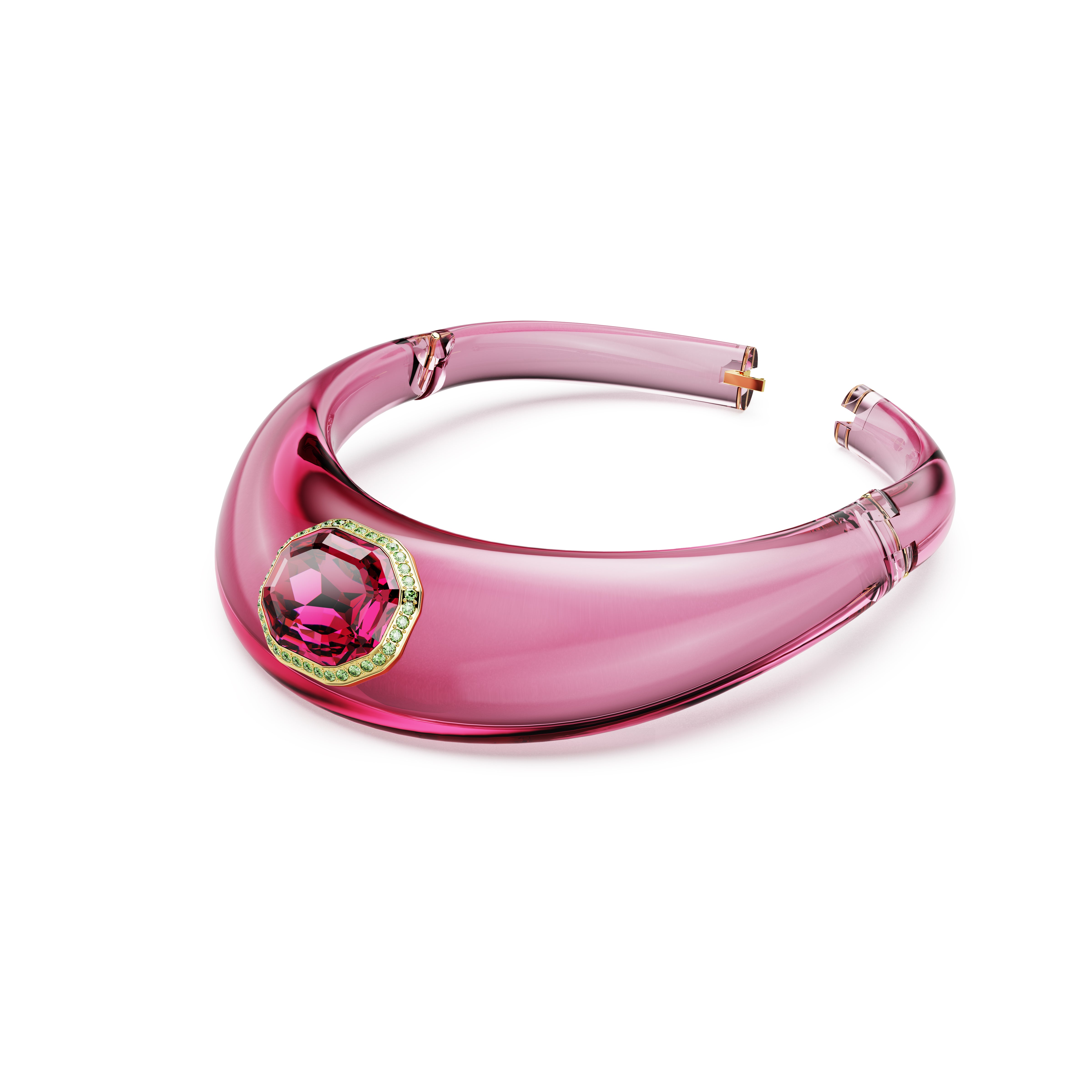 Dulcis Gerdanlik, Octagon Kesim, Pavé, Pembe, Altin Rengi Kaplama