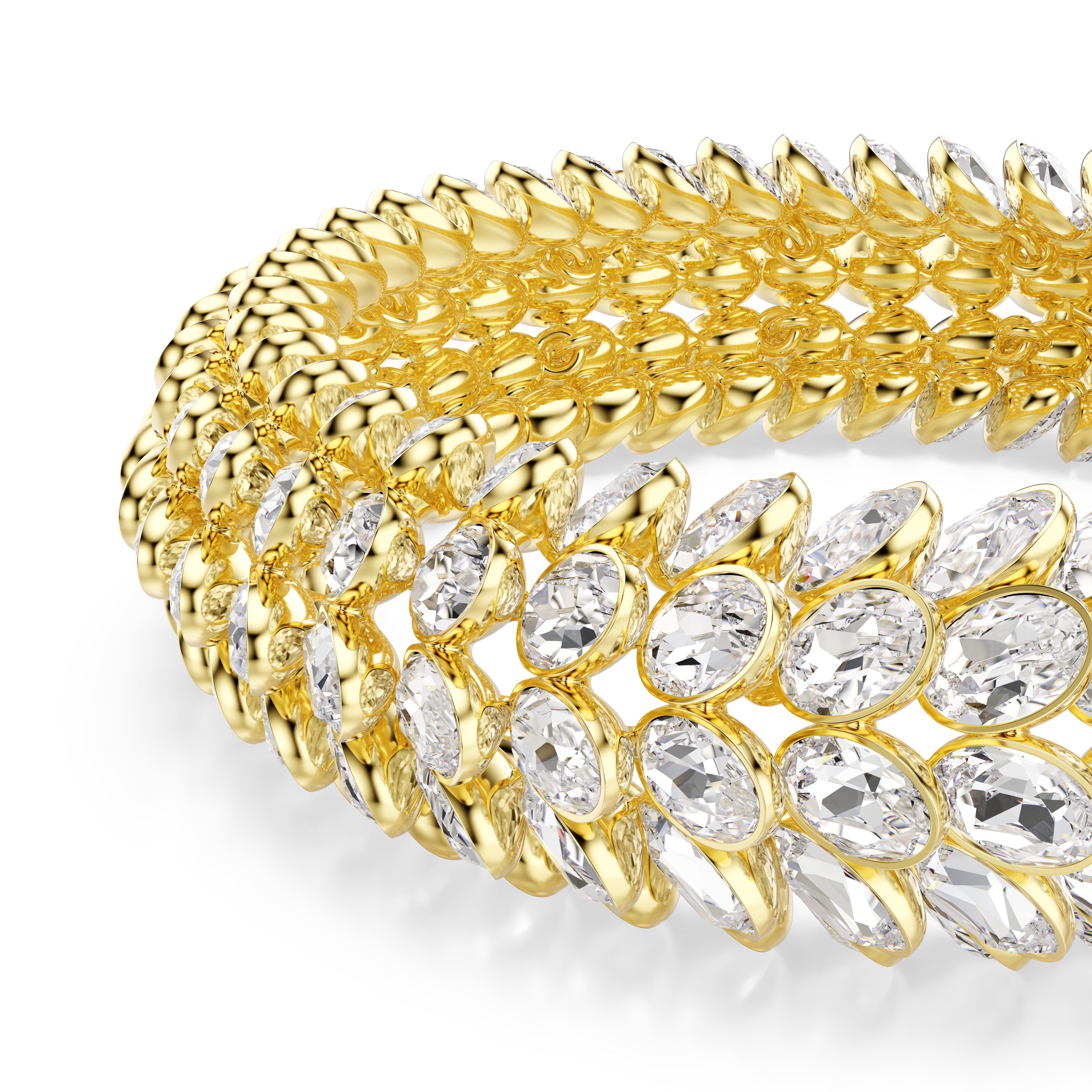 Idyllia Bileklik, Oval Kesim, Beyaz, Altin Rengi Kaplama