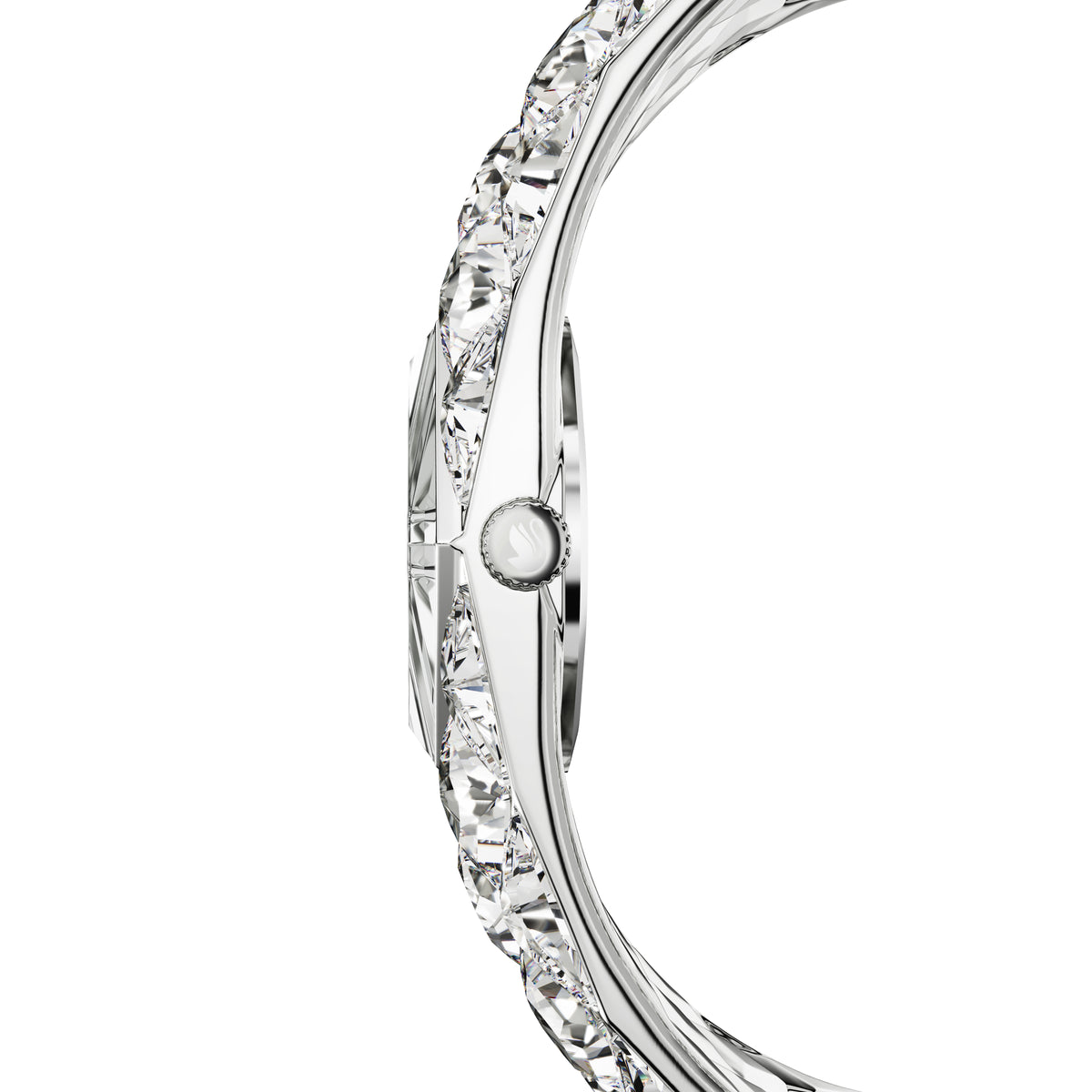 Curiosa Bangle Saat, İsviçre Üretimi, Kristal Bileklik, Gümüş Ton, Paslanmaz Çelik