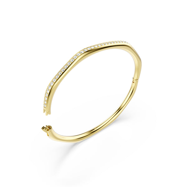 Dextera Bangle Bileklik, Sekizgen, Round Cut, Beyaz, Sari Altin Rengi Kaplama