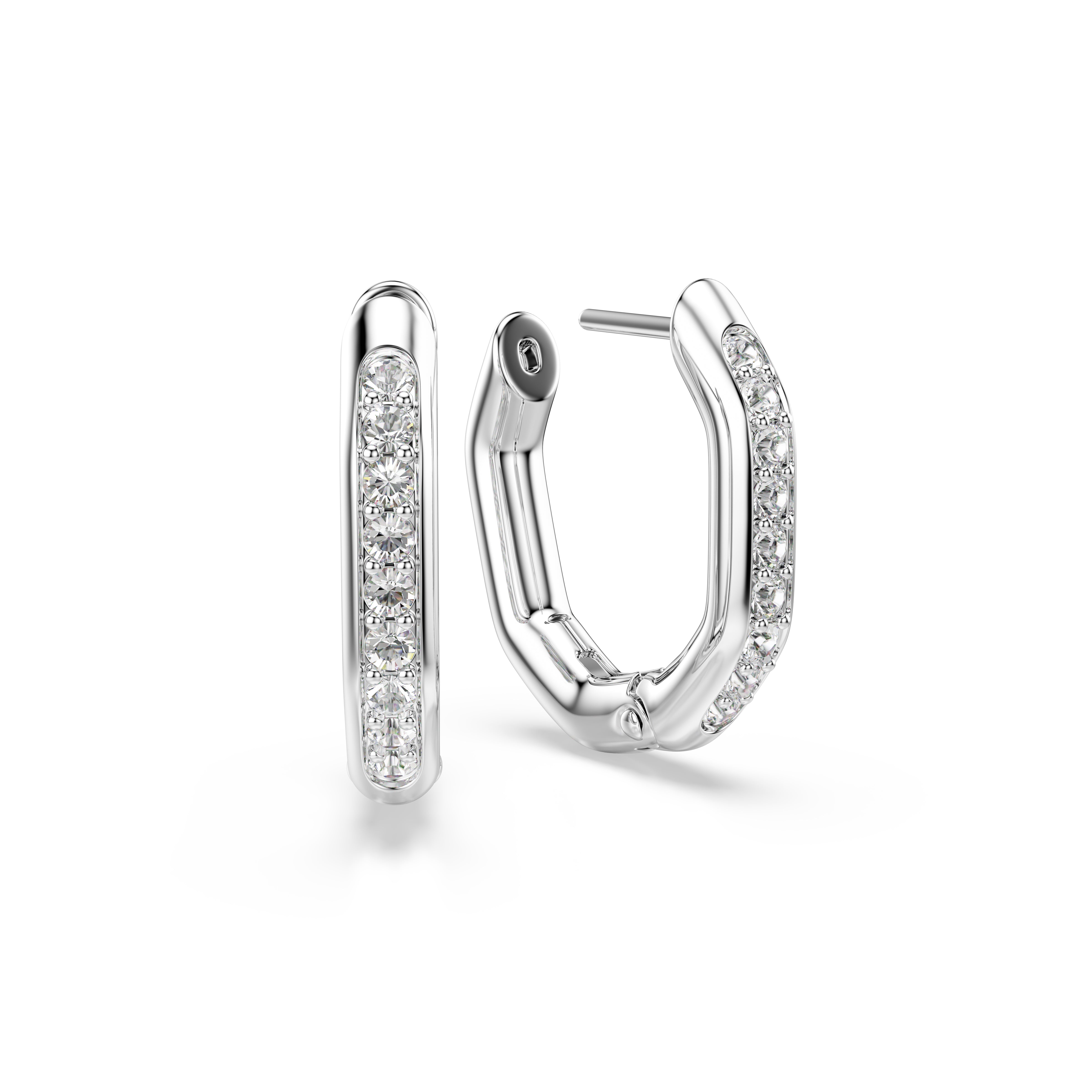 Dextera Halka Küpe, Sekizgen Şekil, Yuvarlak Kesim, Küçük, Beyaz, Rodyum Kaplama