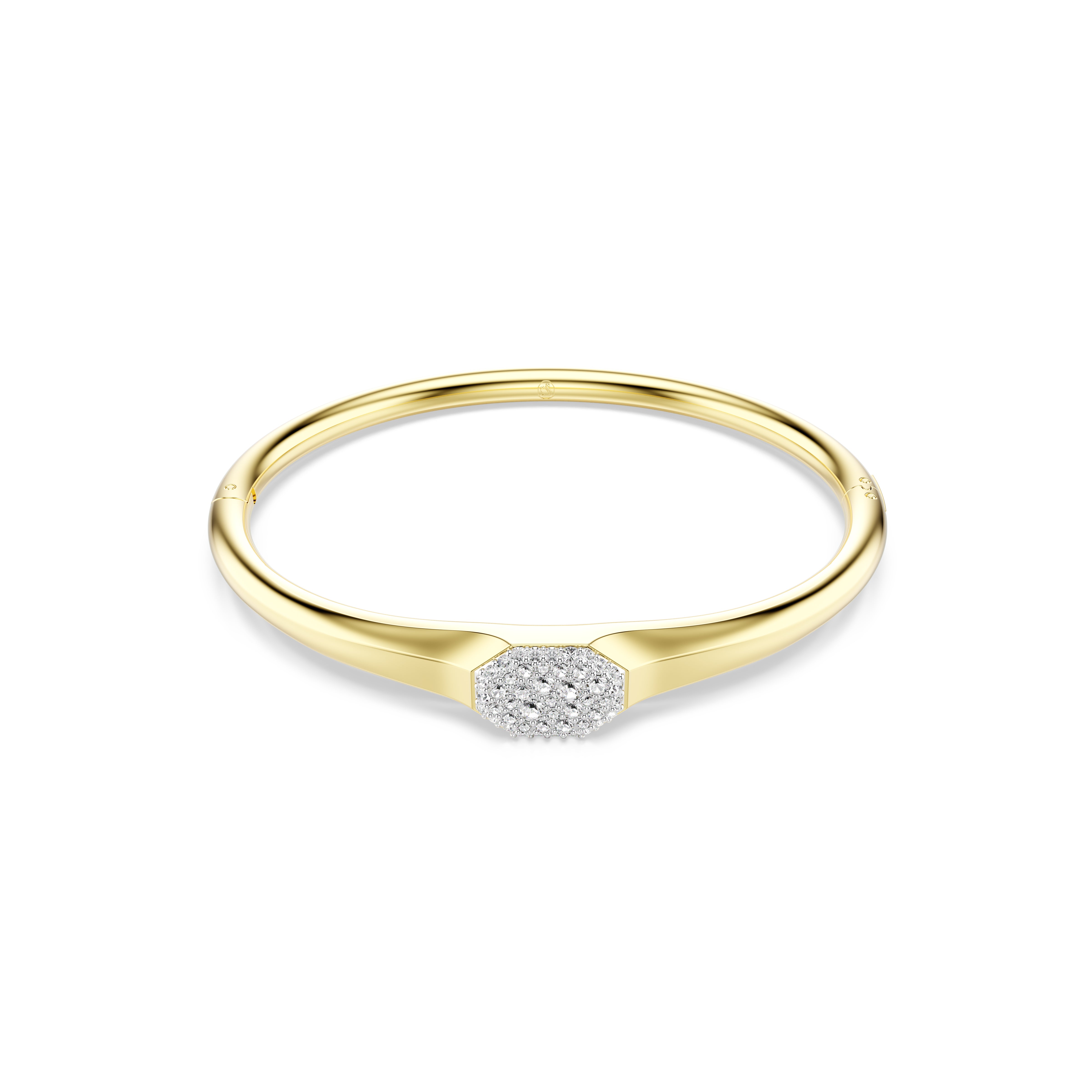 Dextera Bangle Bileklik, Yuvarlak Kesim, Beyaz, Sari Altin Rengi Kaplama