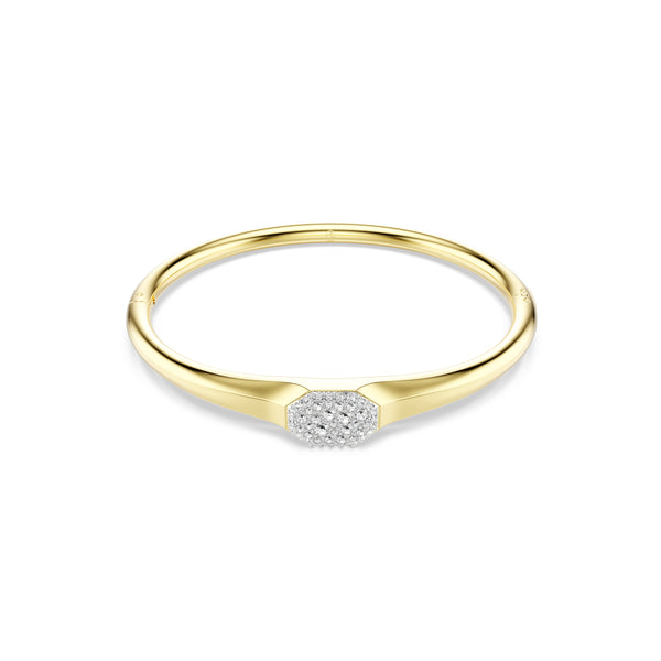 Dextera Bangle Bileklik, Yuvarlak Kesim, Beyaz, Sari Altin Rengi Kaplama