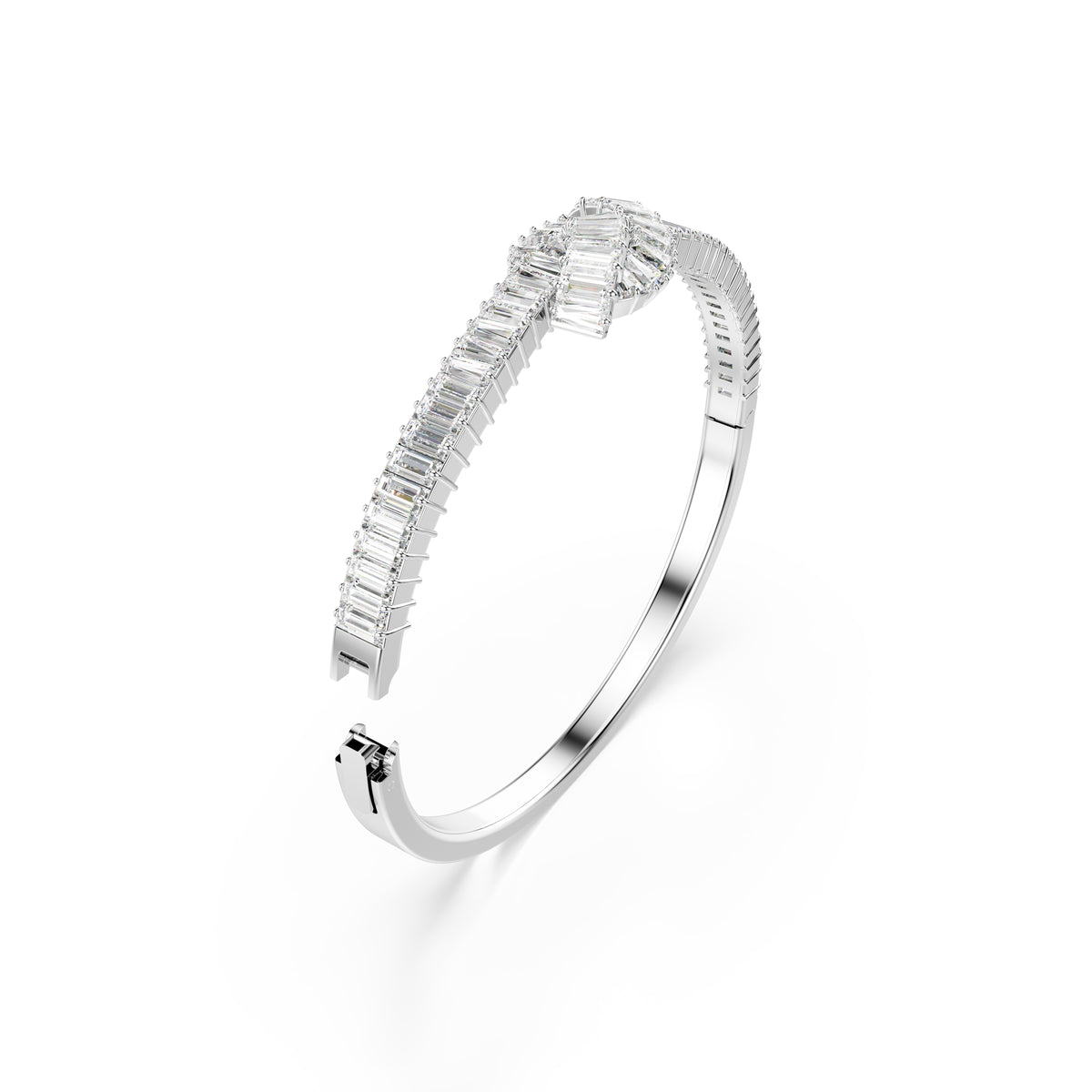 Matrix Bangle Bileklik, Baget Kesim, Düğüm, Beyaz, Rodyum Kaplama