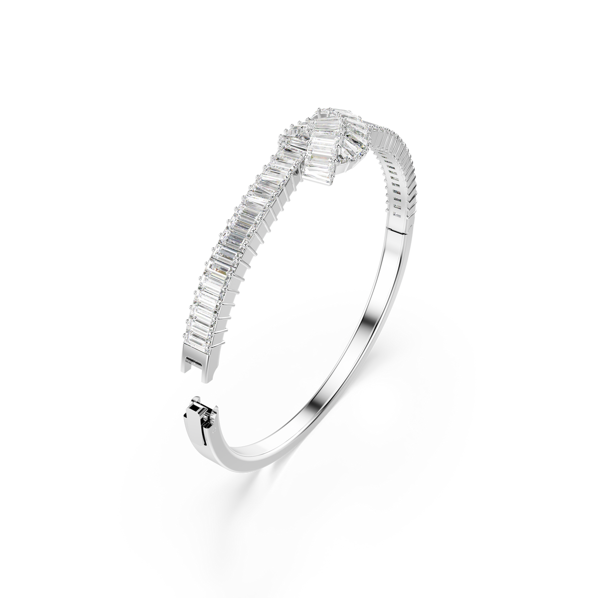 Matrix Bangle Bileklik, Baget Kesim, Düğüm, Beyaz, Rodyum Kaplama