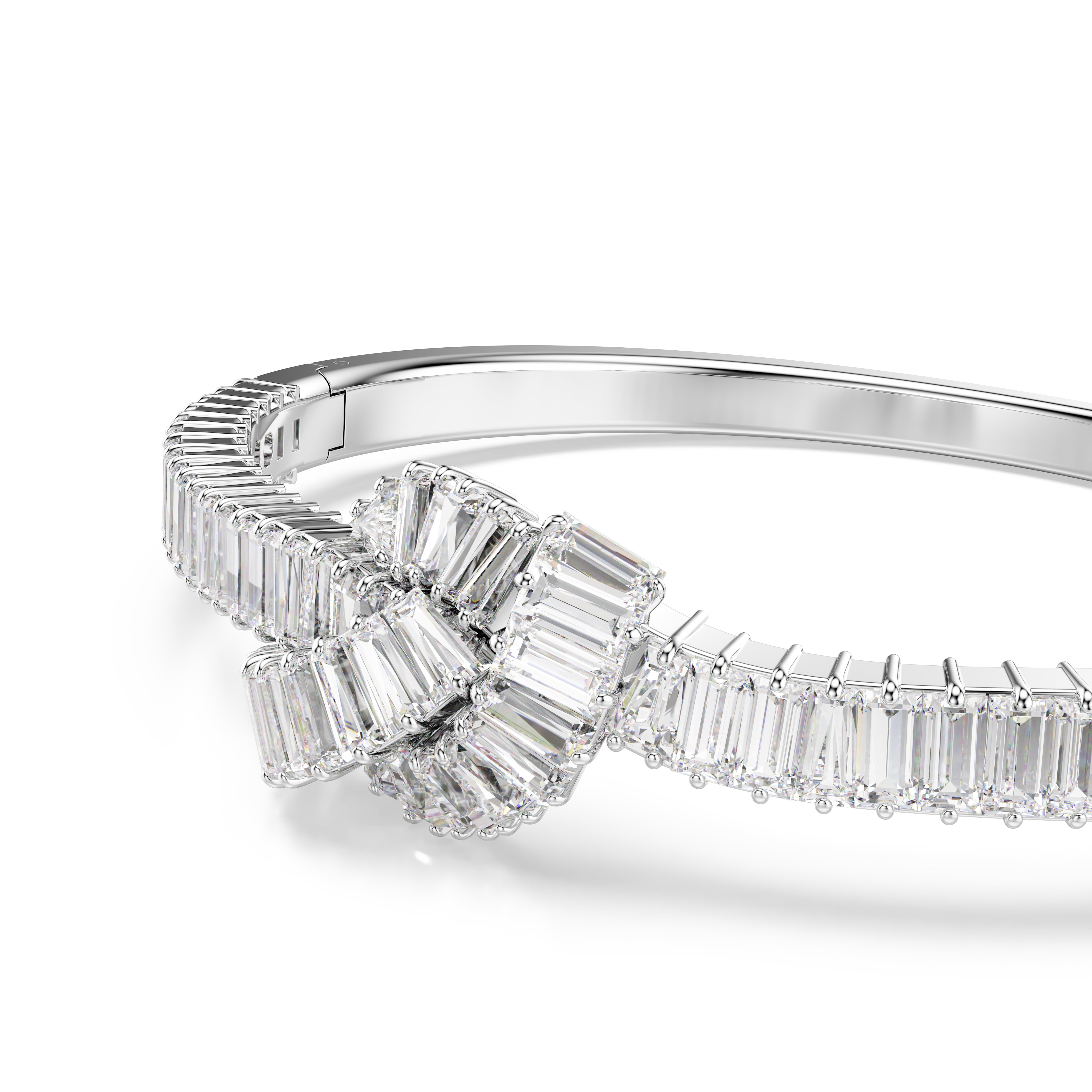 Matrix Bangle Bileklik, Baget Kesim, Düğüm, Beyaz, Rodyum Kaplama
