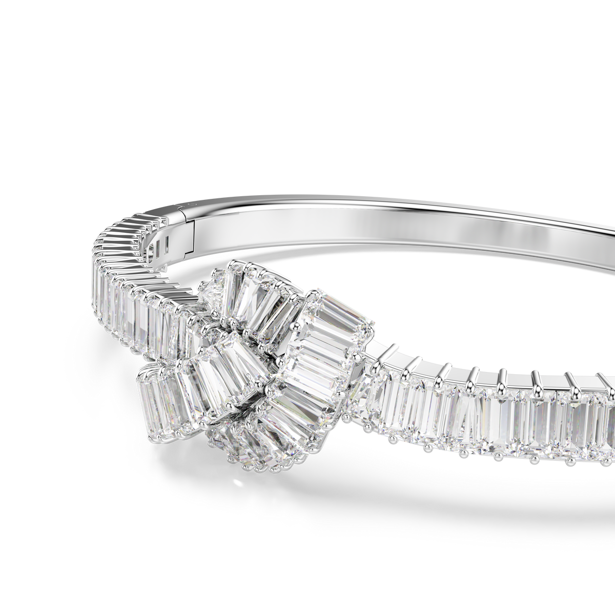 Matrix Bangle Bileklik, Baget Kesim, Düğüm, Beyaz, Rodyum Kaplama