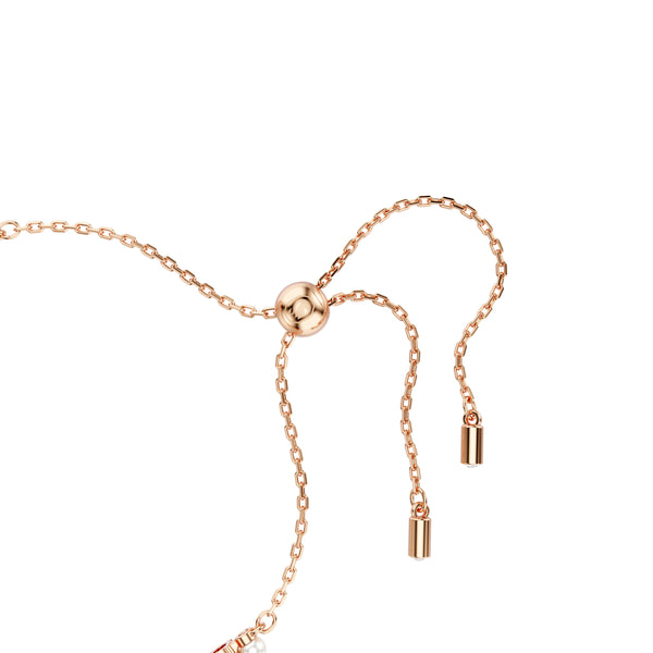 Matrix Bileklik, Kristal İnci, Round Cut, Beyaz, Pembe Altin Rengi Kaplama