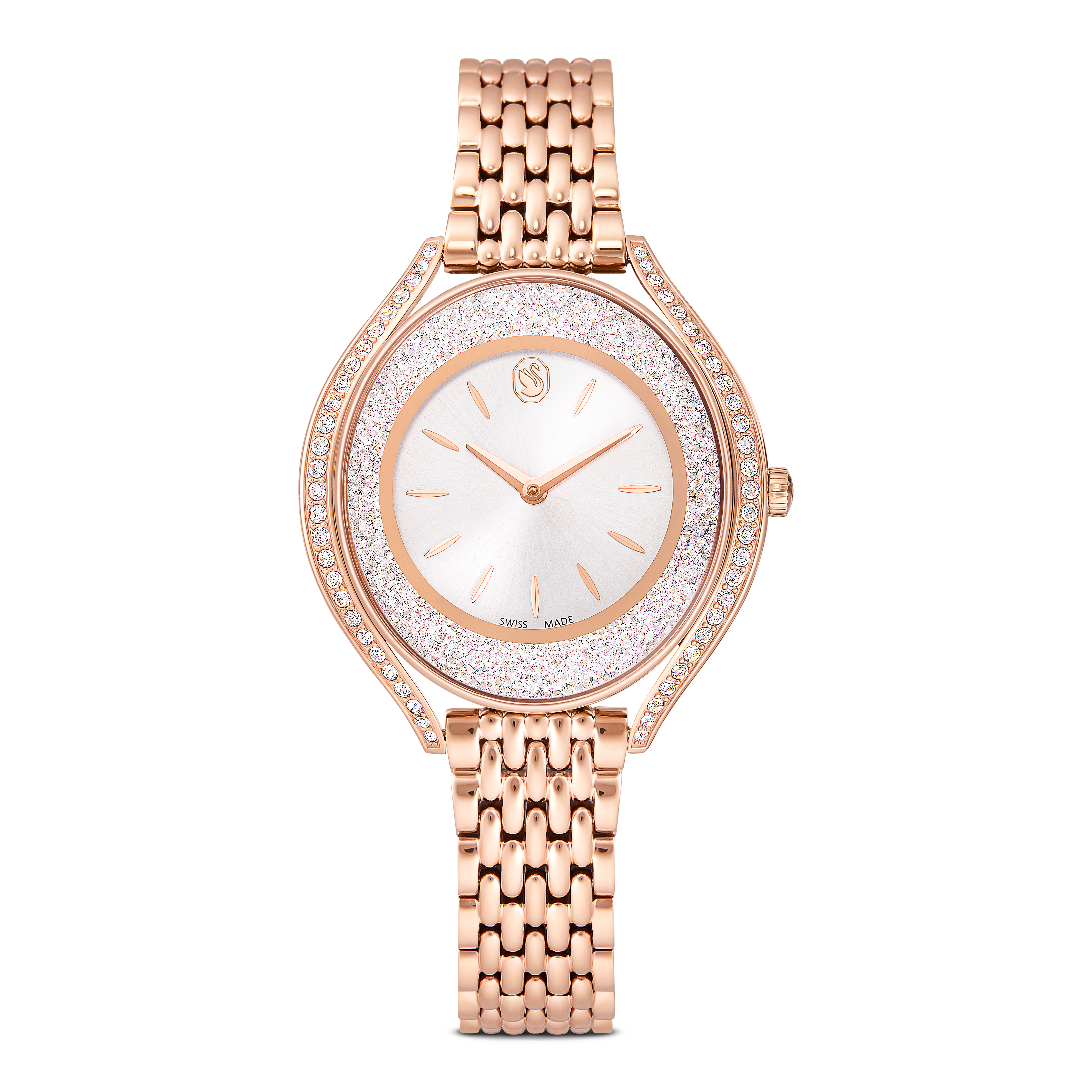 Crystalline Aura Saat, İsviçre Üretimi, Metal Bileklik, Rose Altın Tonu, Pembe Altın Rengi Yüzey