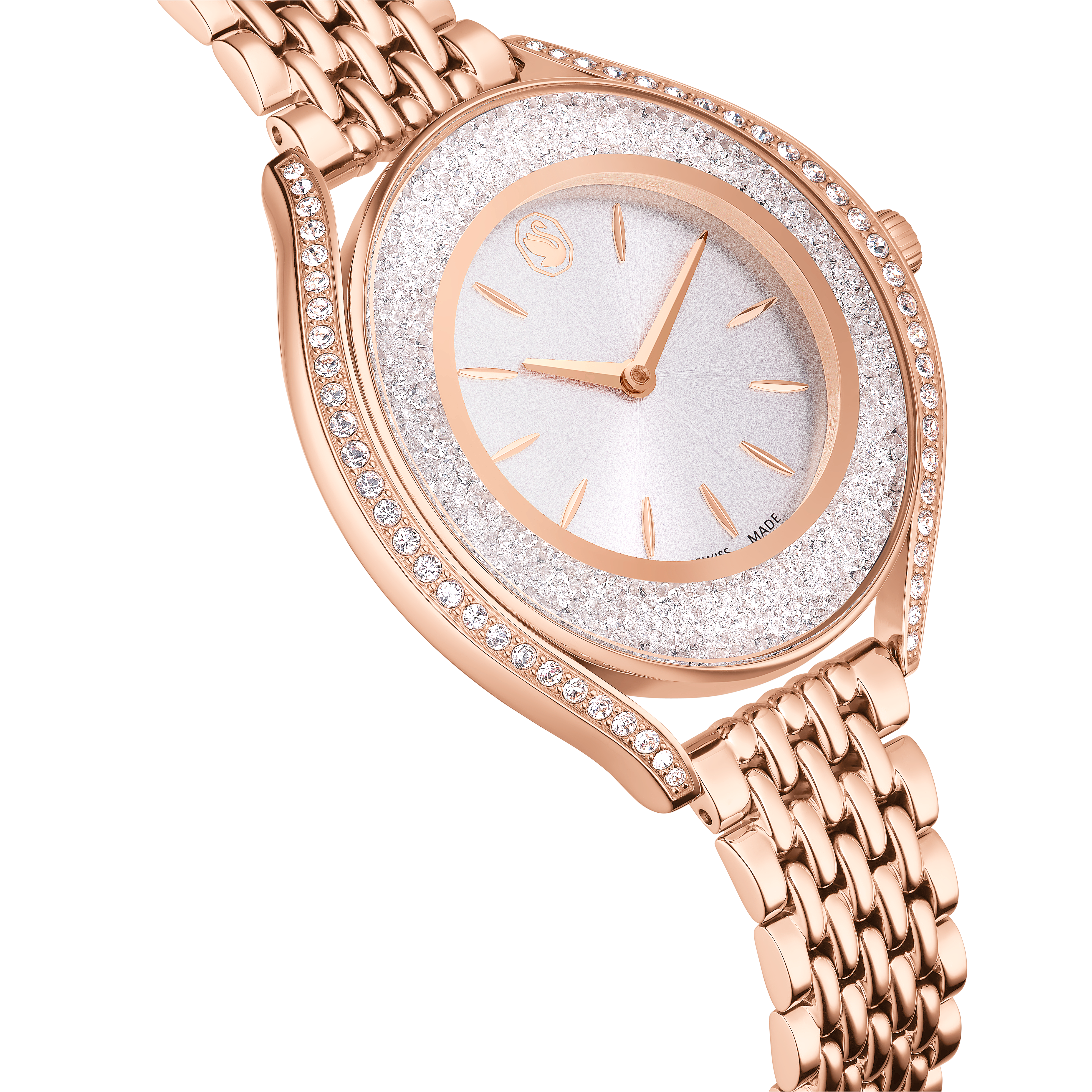 Crystalline Aura Saat, İsviçre Üretimi, Metal Bileklik, Rose Altin Tonu, Pembe Altin Rengi Kaplama