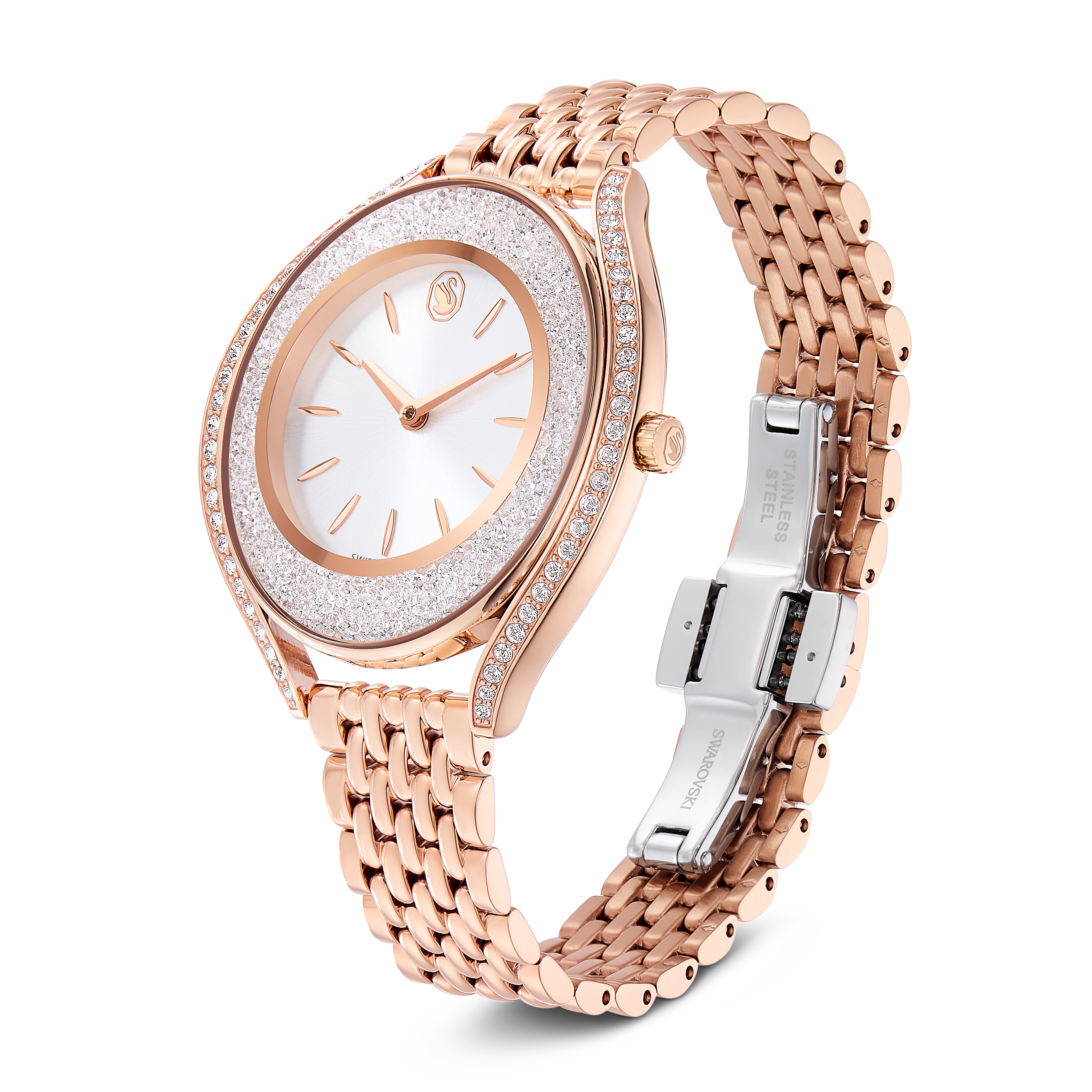 Crystalline Aura Saat, İsviçre Üretimi, Metal Bileklik, Rose Altın Tonu, Pembe Altın Rengi Yüzey