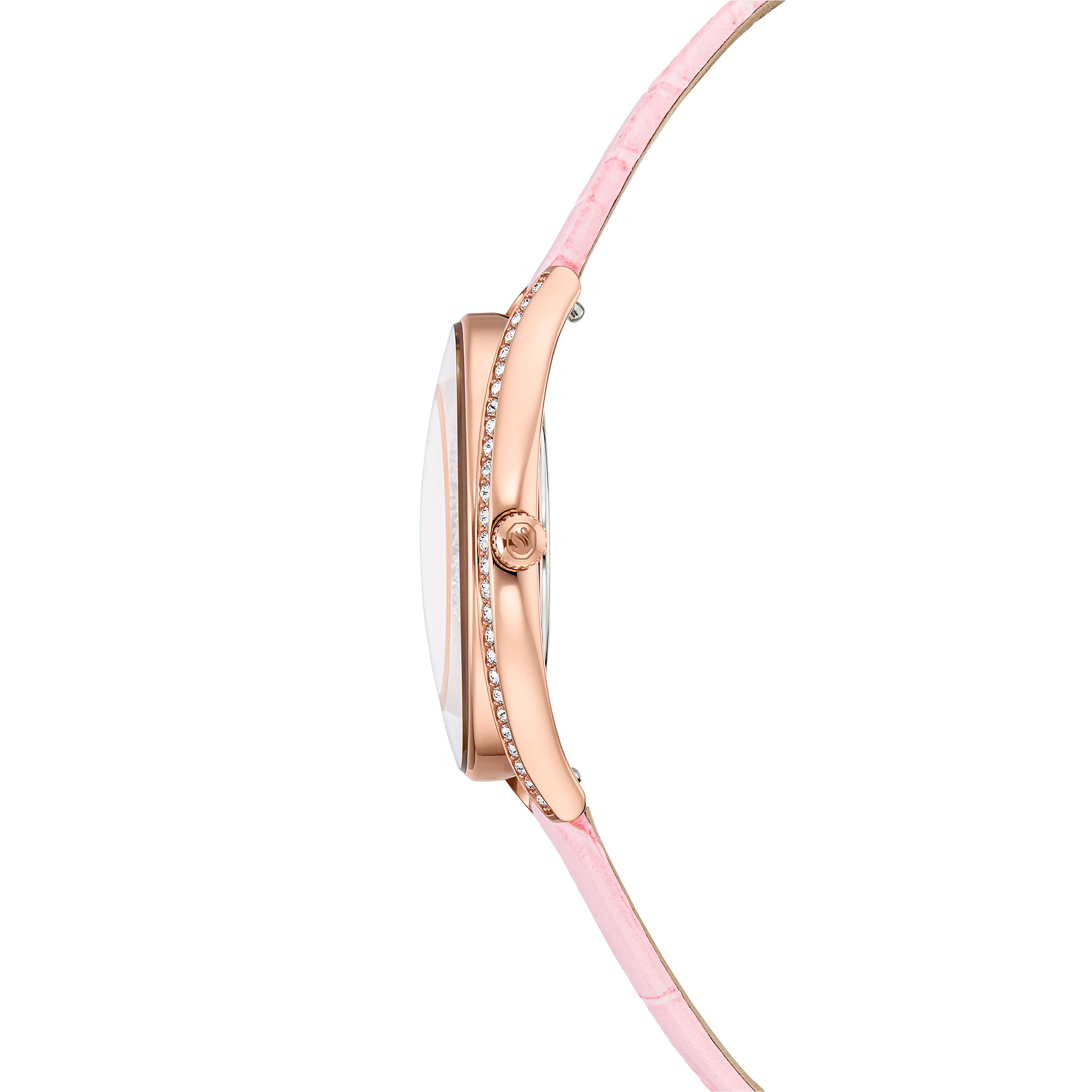 Crystalline Aura Saat, İsviçre Üretimi, Deri Kayış, Pembe, Pembe Altın Rengi Yüzey