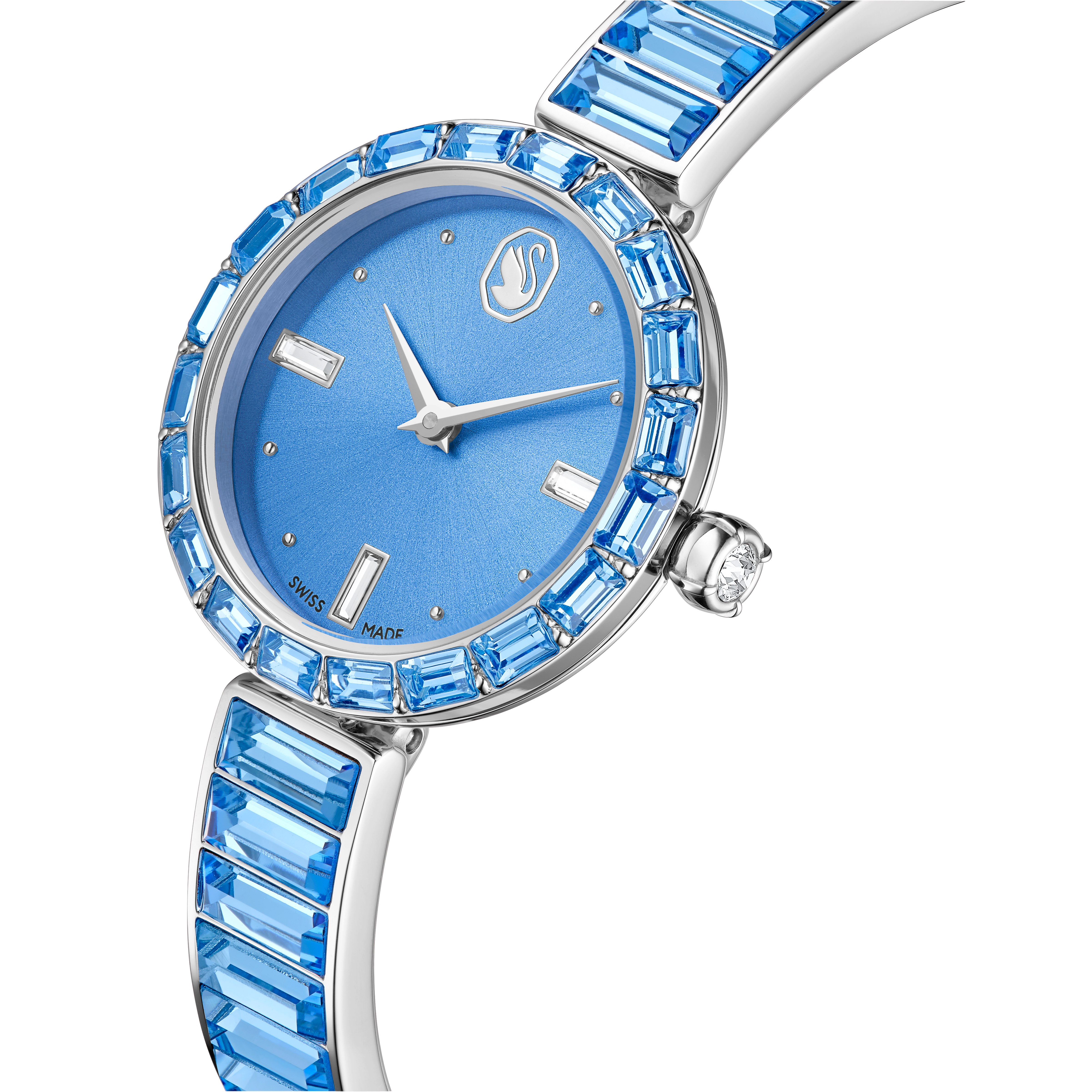 Matrix Bangle Saat, İsviçre Üretimi, Kristal Bangle Bileklik, Mavi, Paslanmaz Çelik