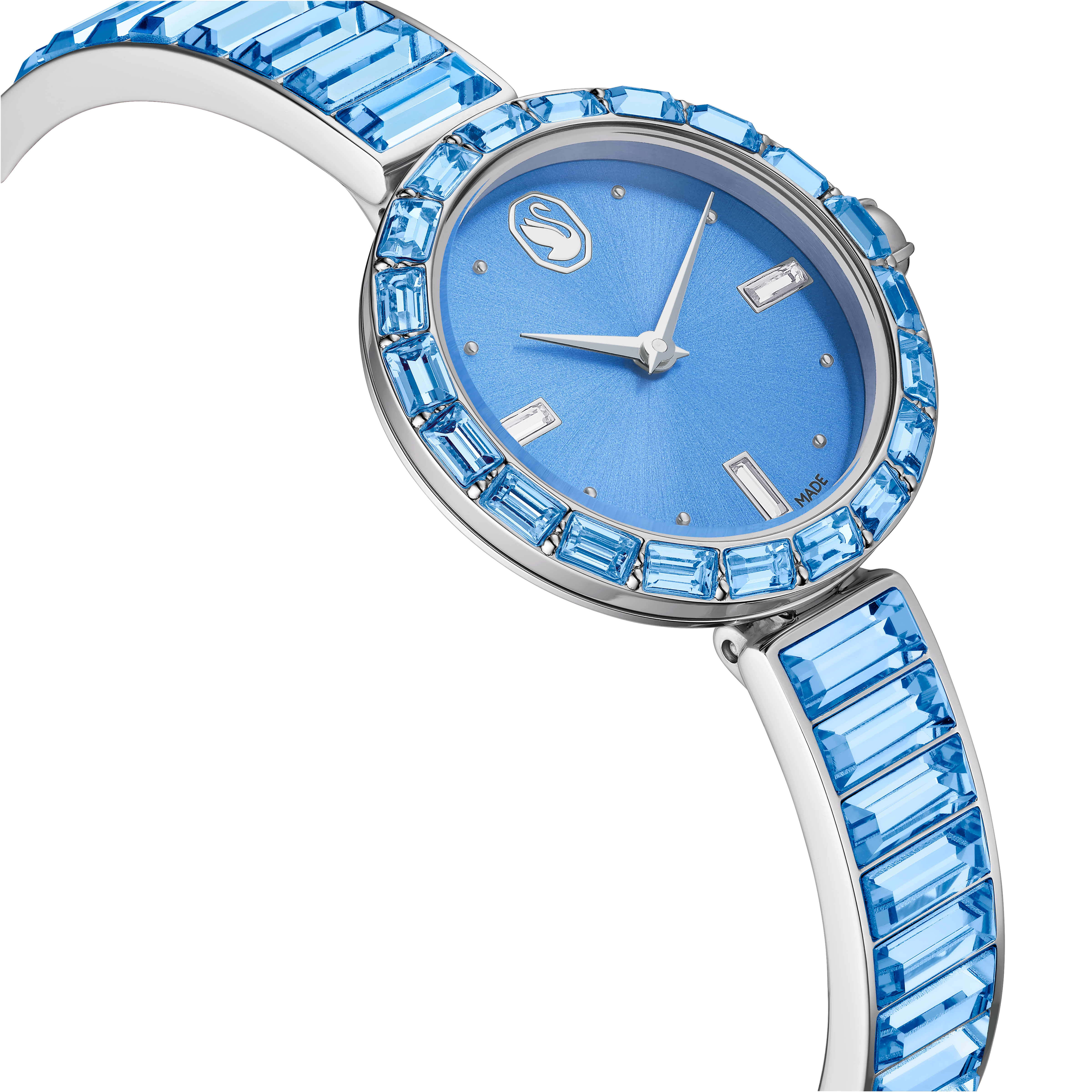 Matrix Bangle Saat, İsviçre Üretimi, Kristal Bangle Bileklik, Mavi, Paslanmaz Çelik