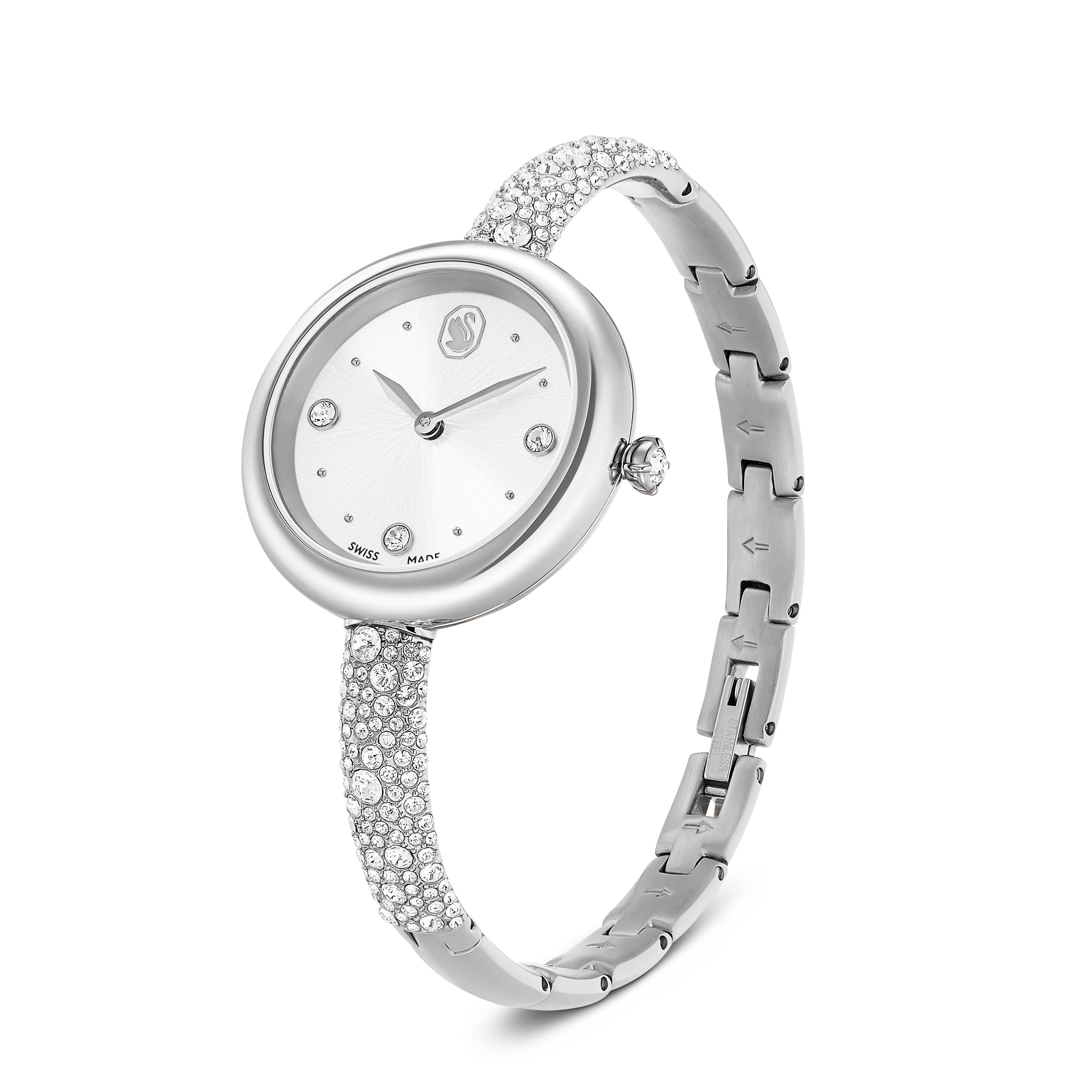 Sublima Bangle Saat, İsviçre Üretimi, Metal Bileklik, Gümüş Rengi, Paslanmaz Çelik