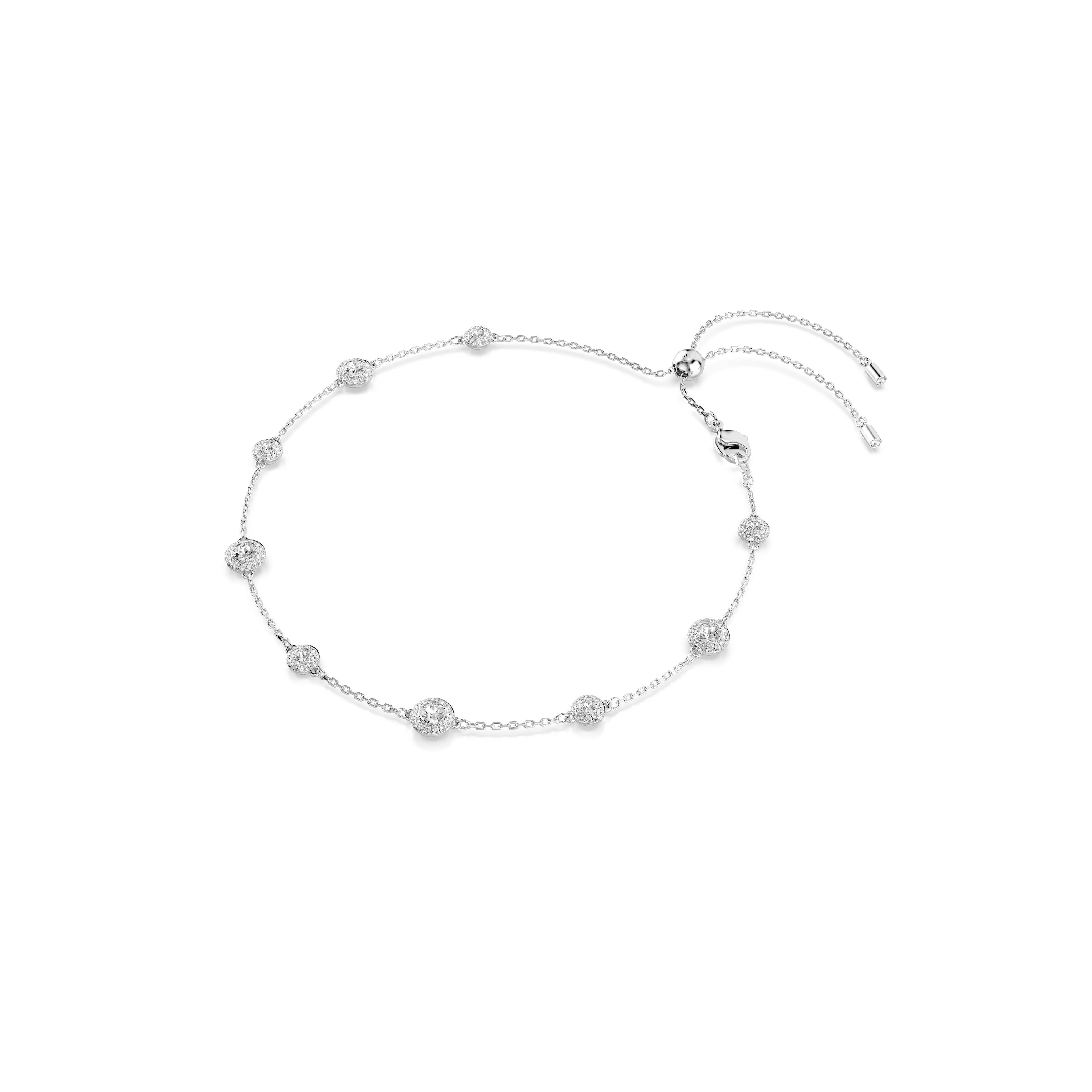 Una Angelic Kolye, Yuvarlak Kesim, Çift Tarafli Motifler, Beyaz, Rodyum Kaplama