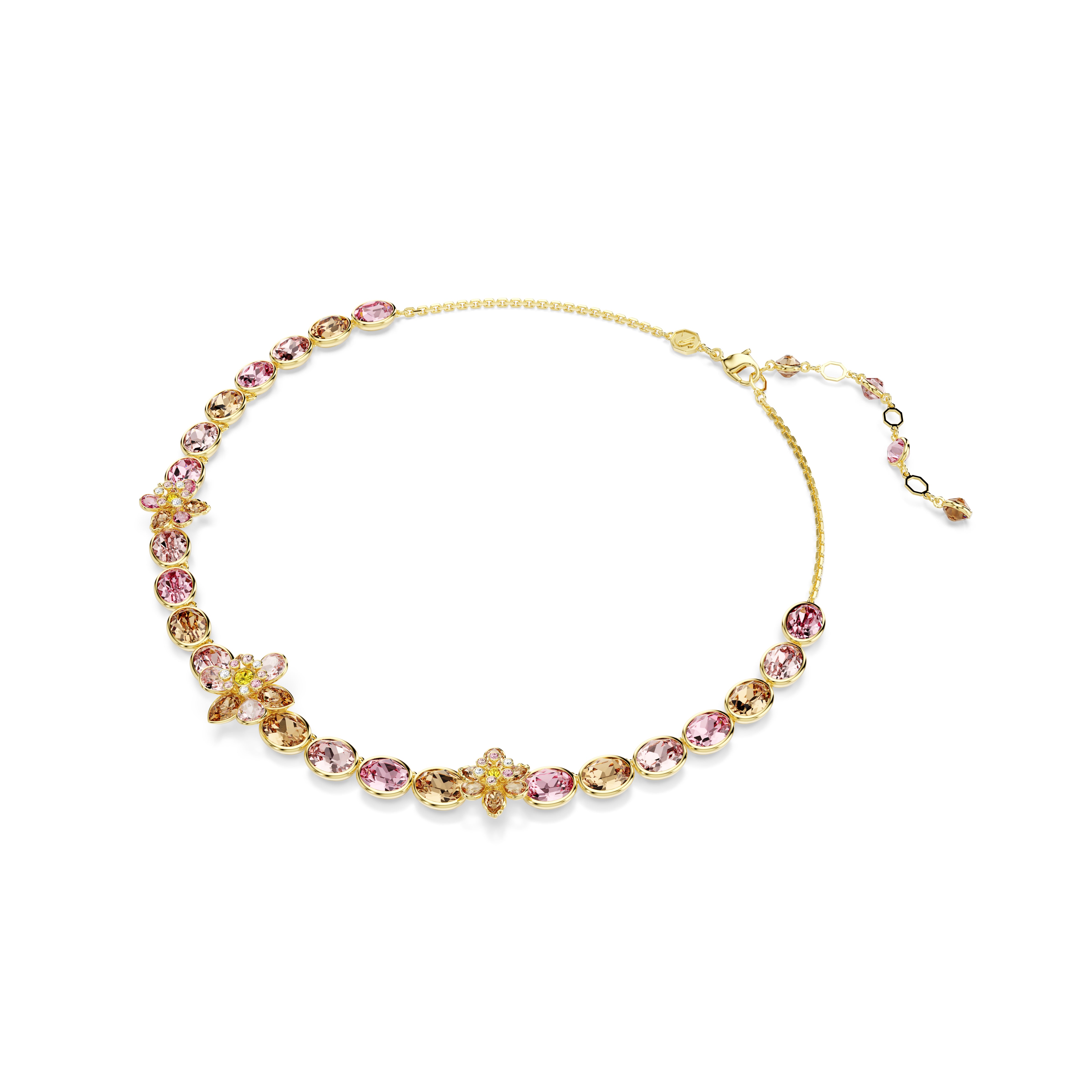 Idyllia Kolye, Karişik Kesimler, Çiçek, Çok Renkli, Altin Rengi Kaplama