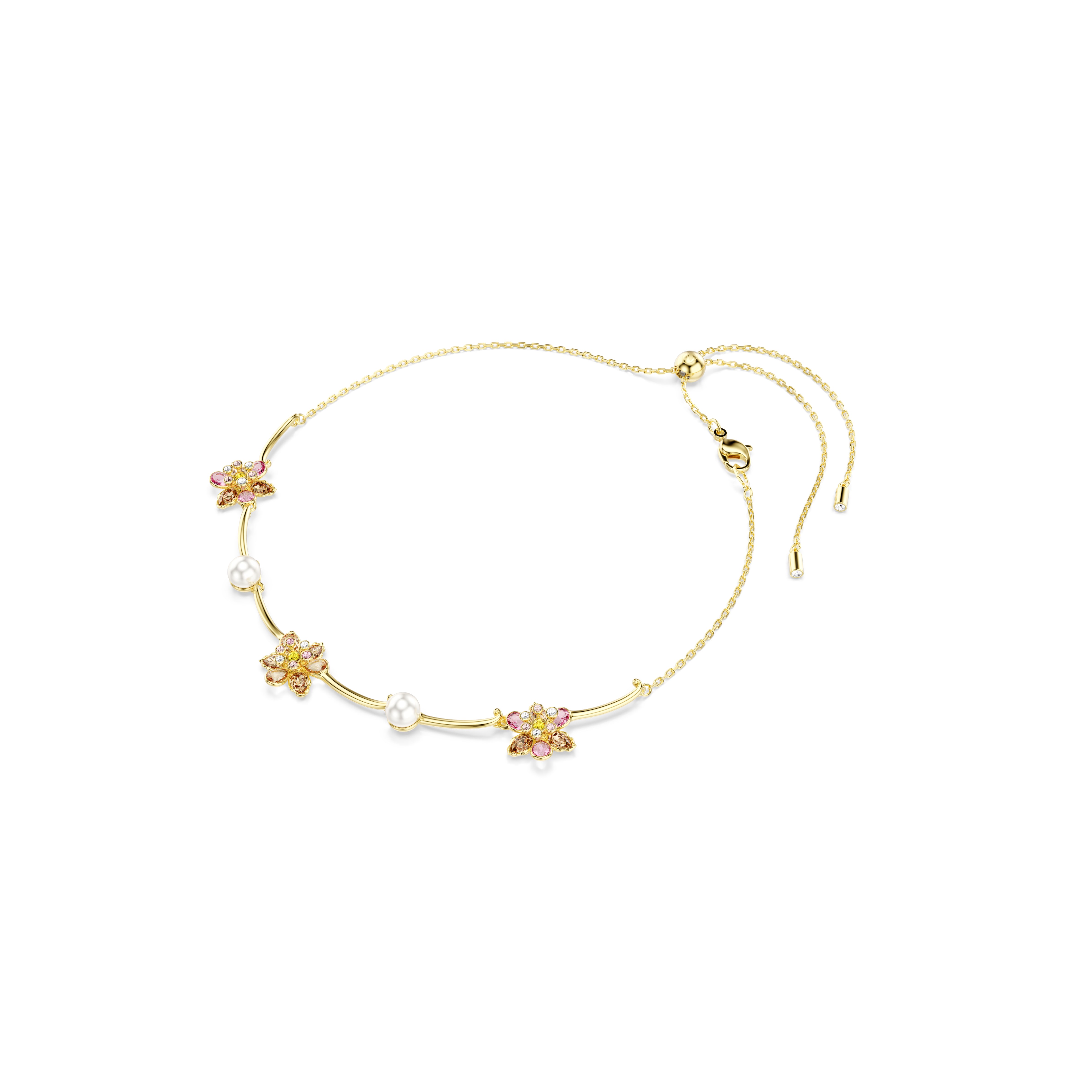 Idyllia Kolye, Kristal İnci, Karişik Kesimler, Çiçek, Çok Renkli, Altin Rengi Kaplama