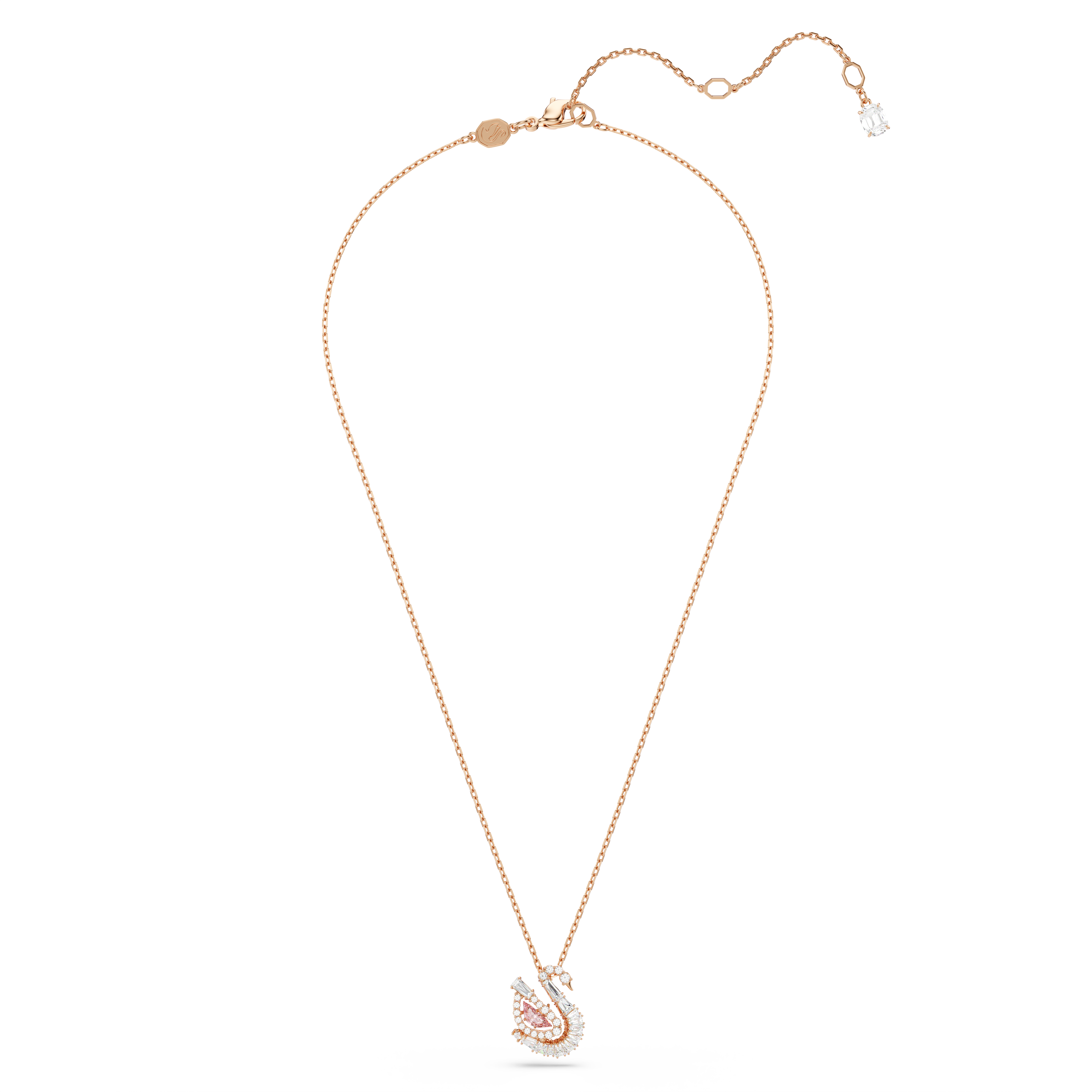 Swan Kolye, Karışık Kesim, Kuğu, Pembe, Pembe Altın Rengi Kaplama