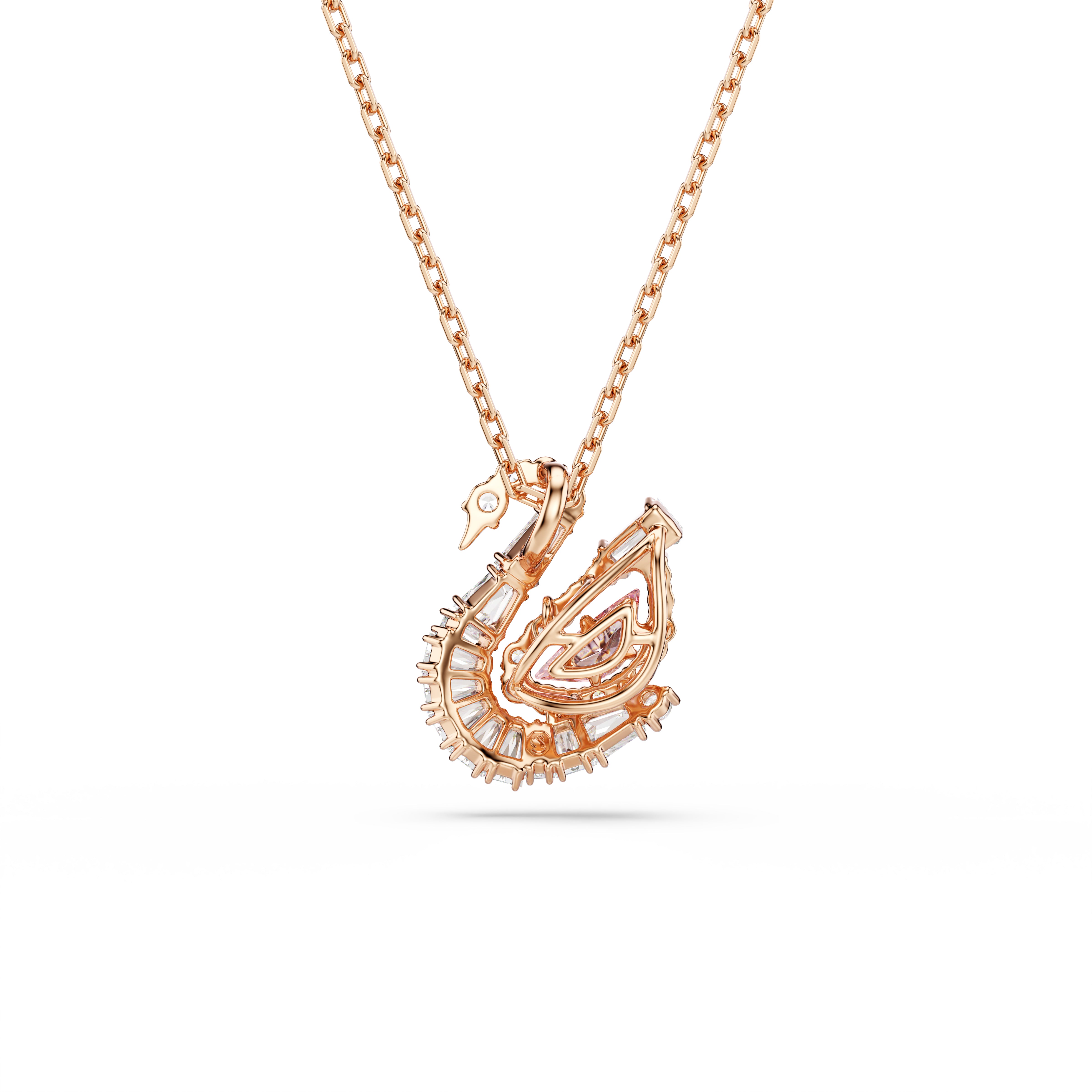 Swan Kolye, Karışık Kesim, Kuğu, Pembe, Pembe Altın Rengi Kaplama