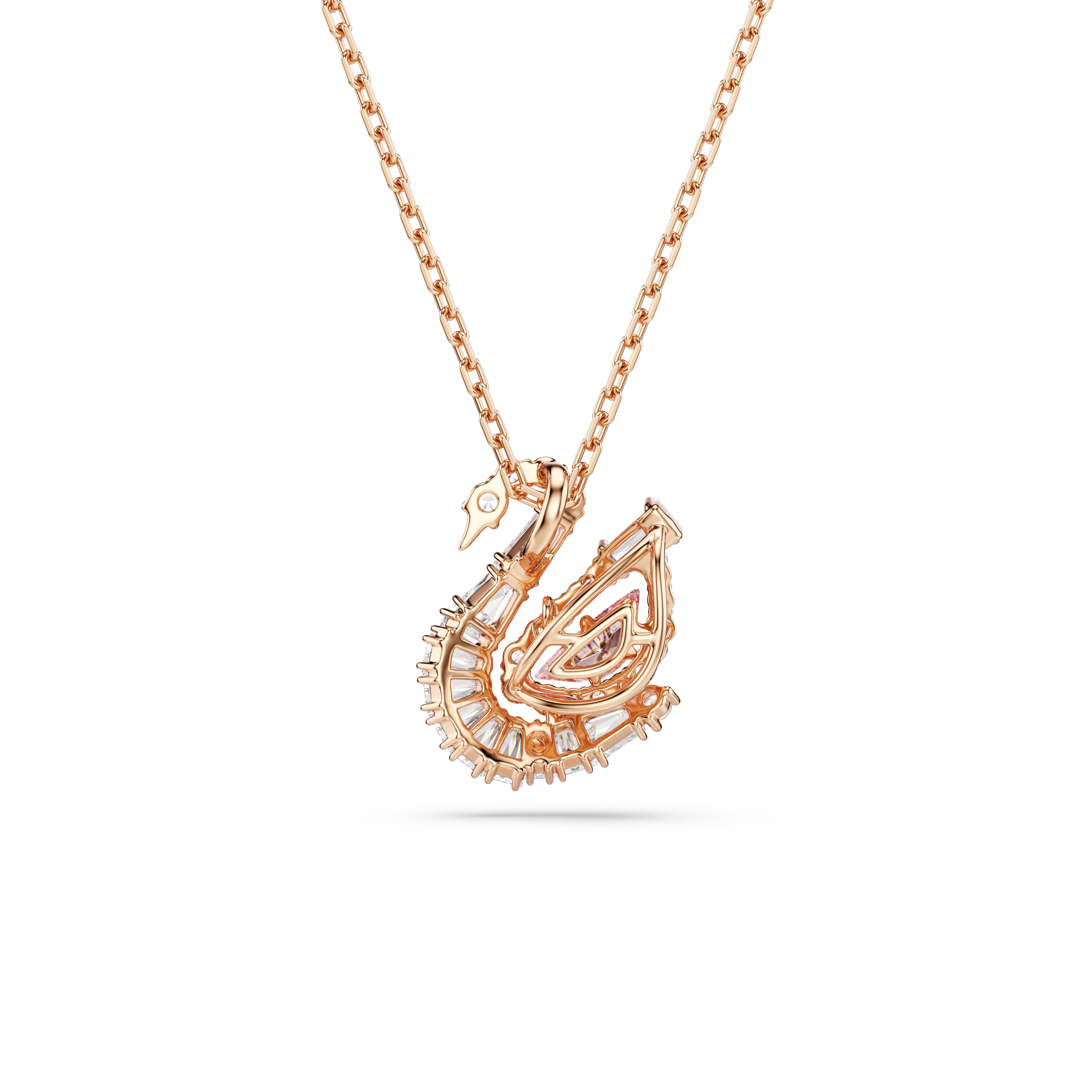 Swan Kolye, Karışık Kesim, Kuğu, Pembe, Pembe Altın Rengi Kaplama