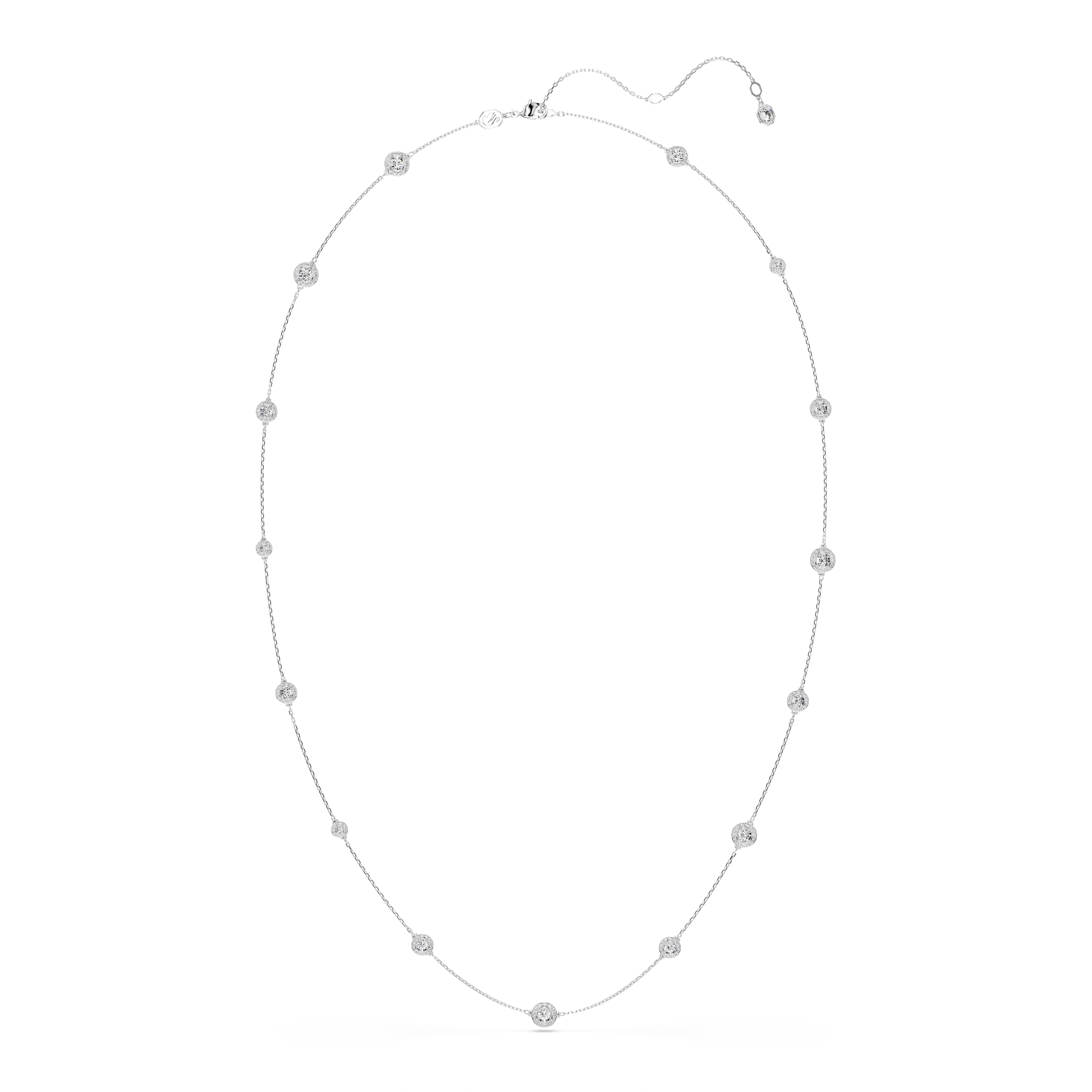 Una Angelic Dizi Kolye, Yuvarlak Kesim, Beyaz, Rodyum Kaplama