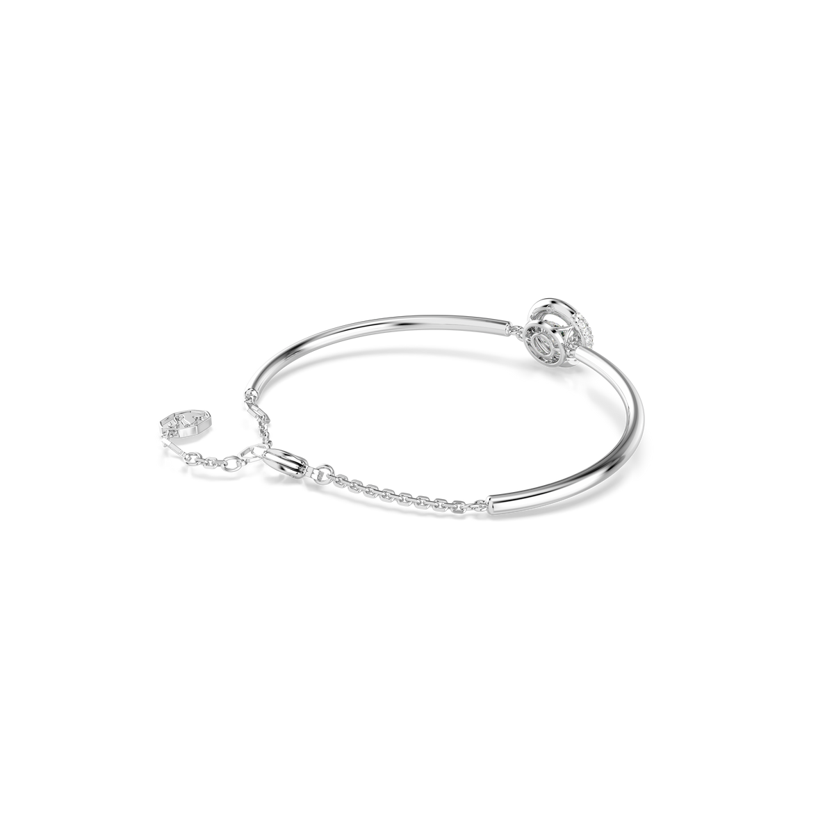 Dextera Bangle Bileklik, Yuvarlak Kesim, Beyaz Tek Taş, Rodyum Kaplama