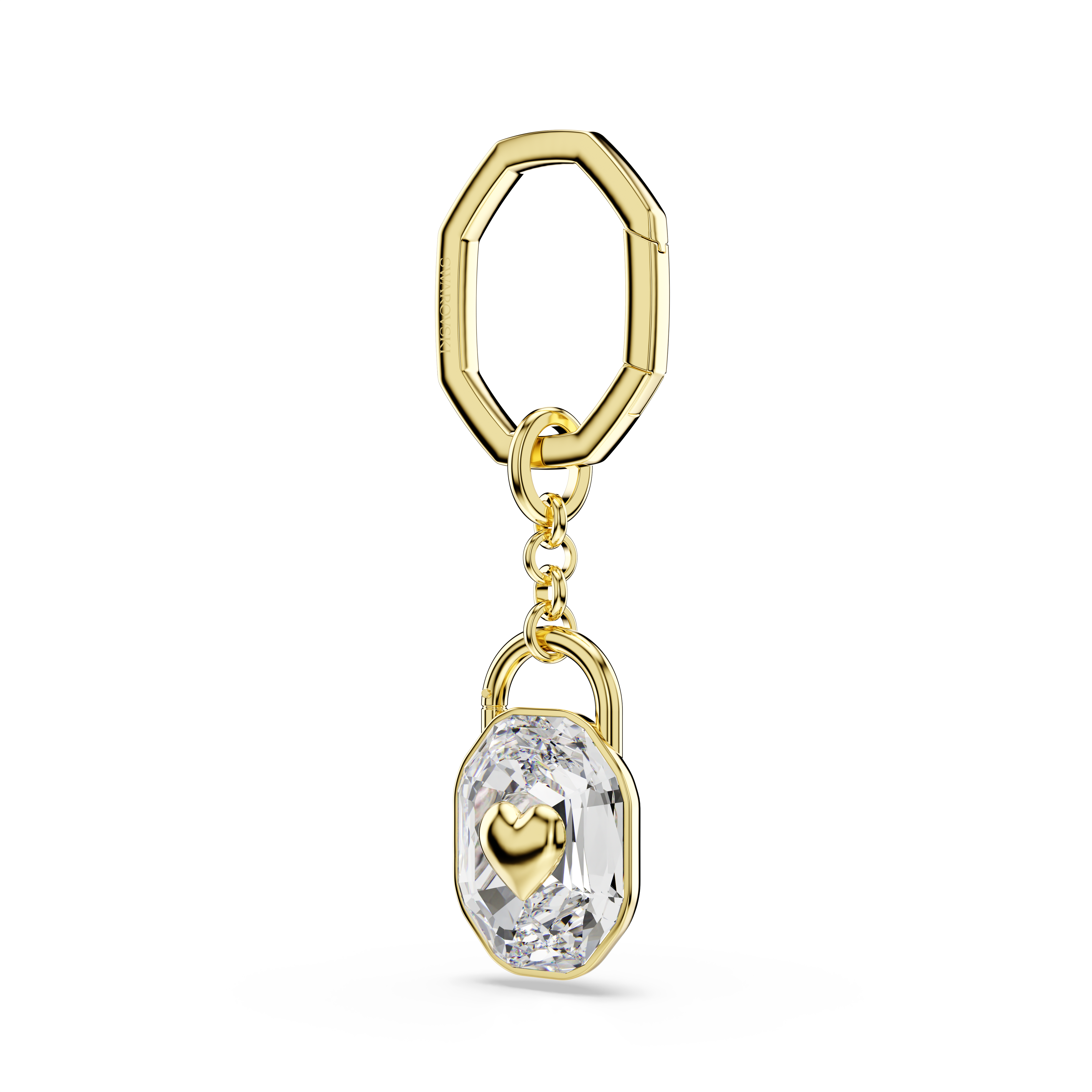 Symbolica Anahtarlık, Oval Kesim, Beyaz, Sarı Altın Rengi Kaplama