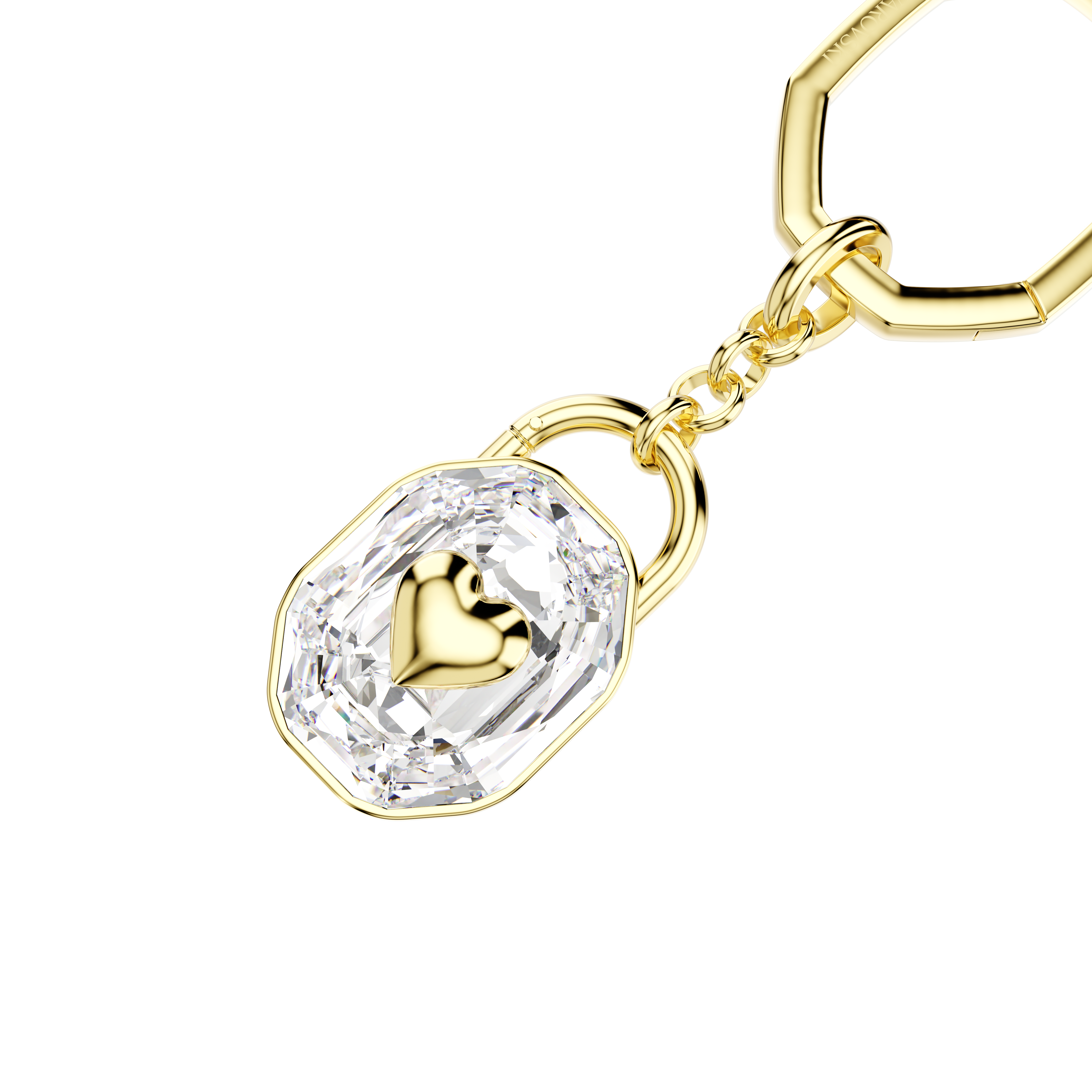 Symbolica Anahtarlık, Oval Kesim, Beyaz, Sarı Altın Rengi Kaplama