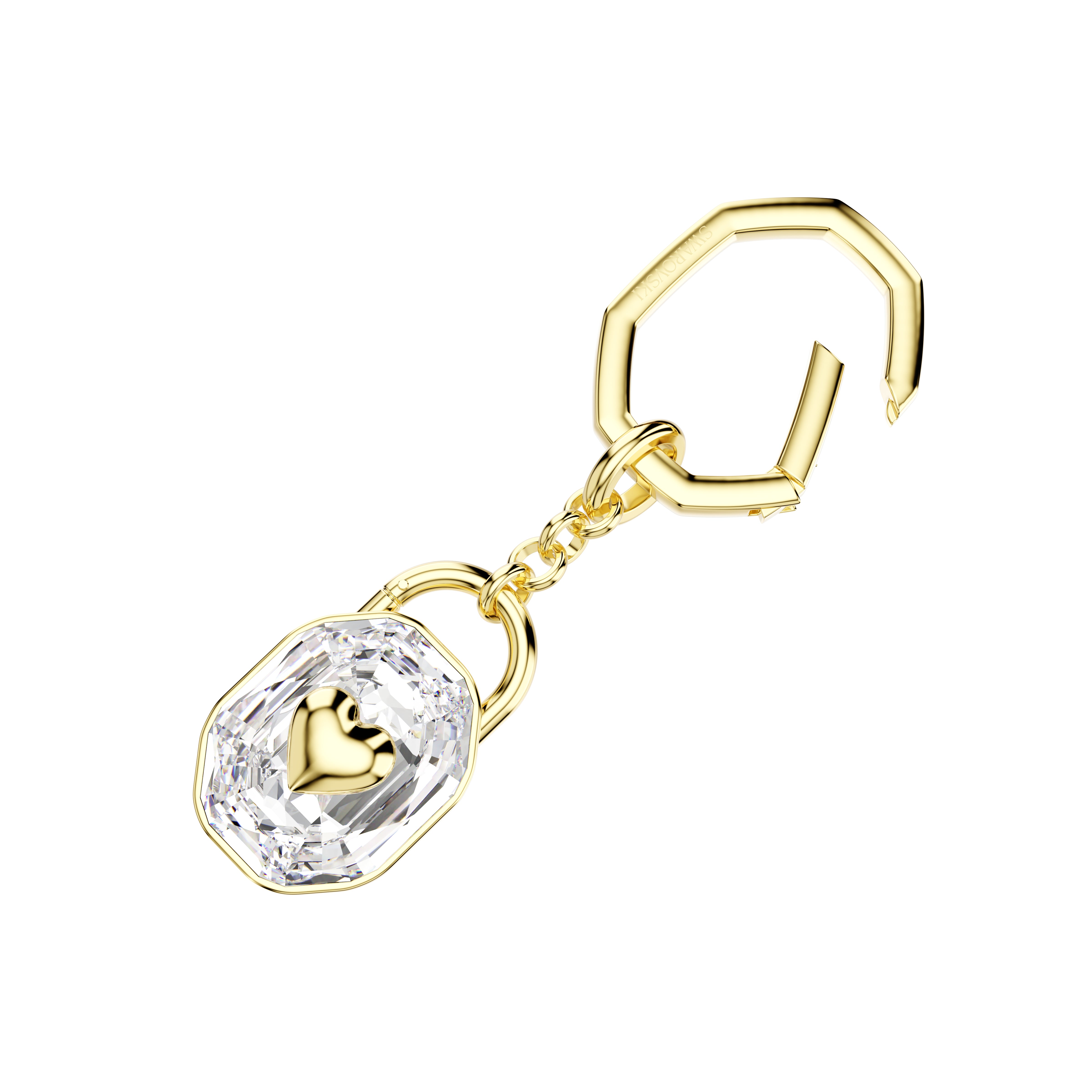 Symbolica Anahtarlık, Oval Kesim, Beyaz, Sarı Altın Rengi Kaplama