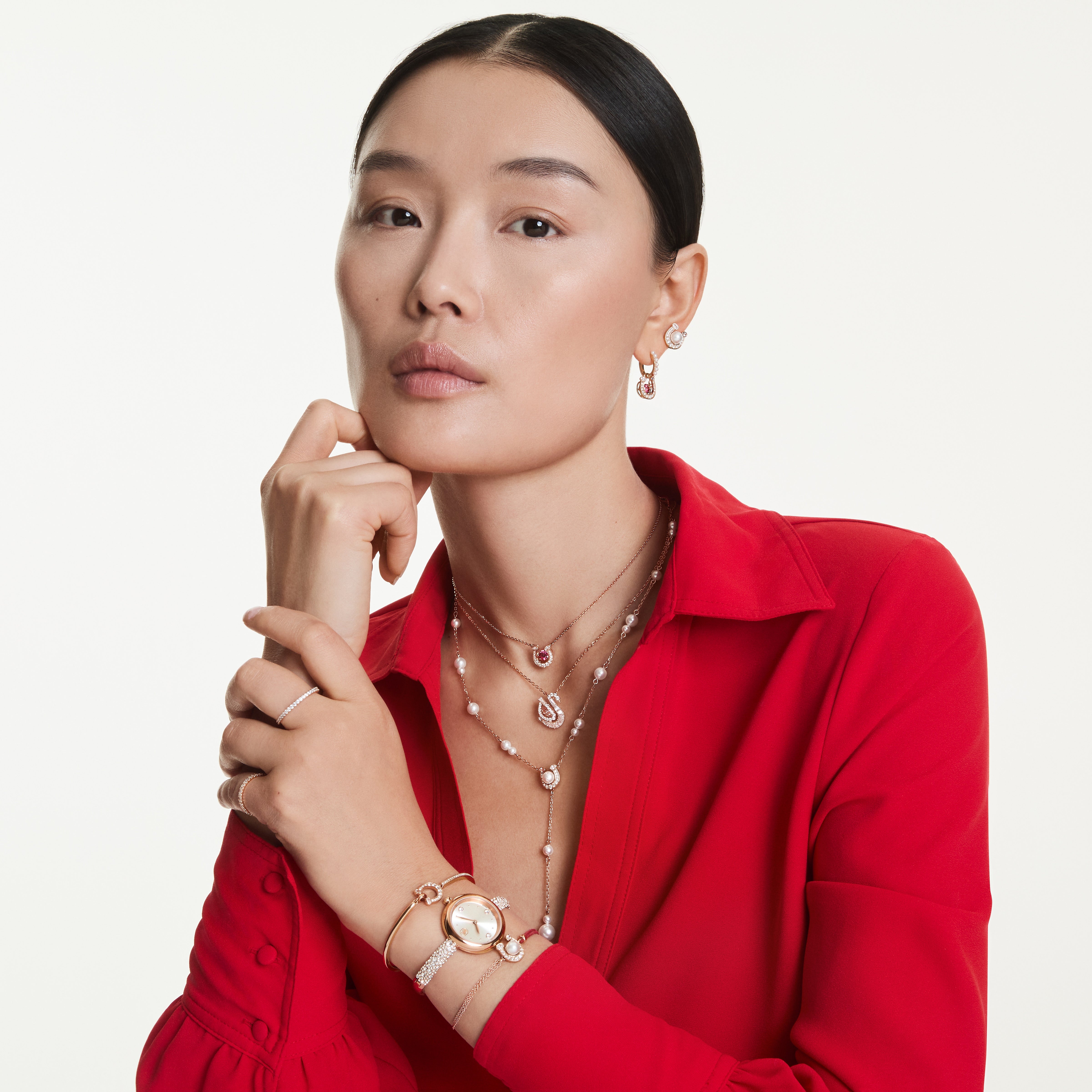 Sublima Bangle Saat, İsviçre Üretimi, Metal Bileklik, Rose Altın Tonu, Pembe Altın Rengi Yüzey