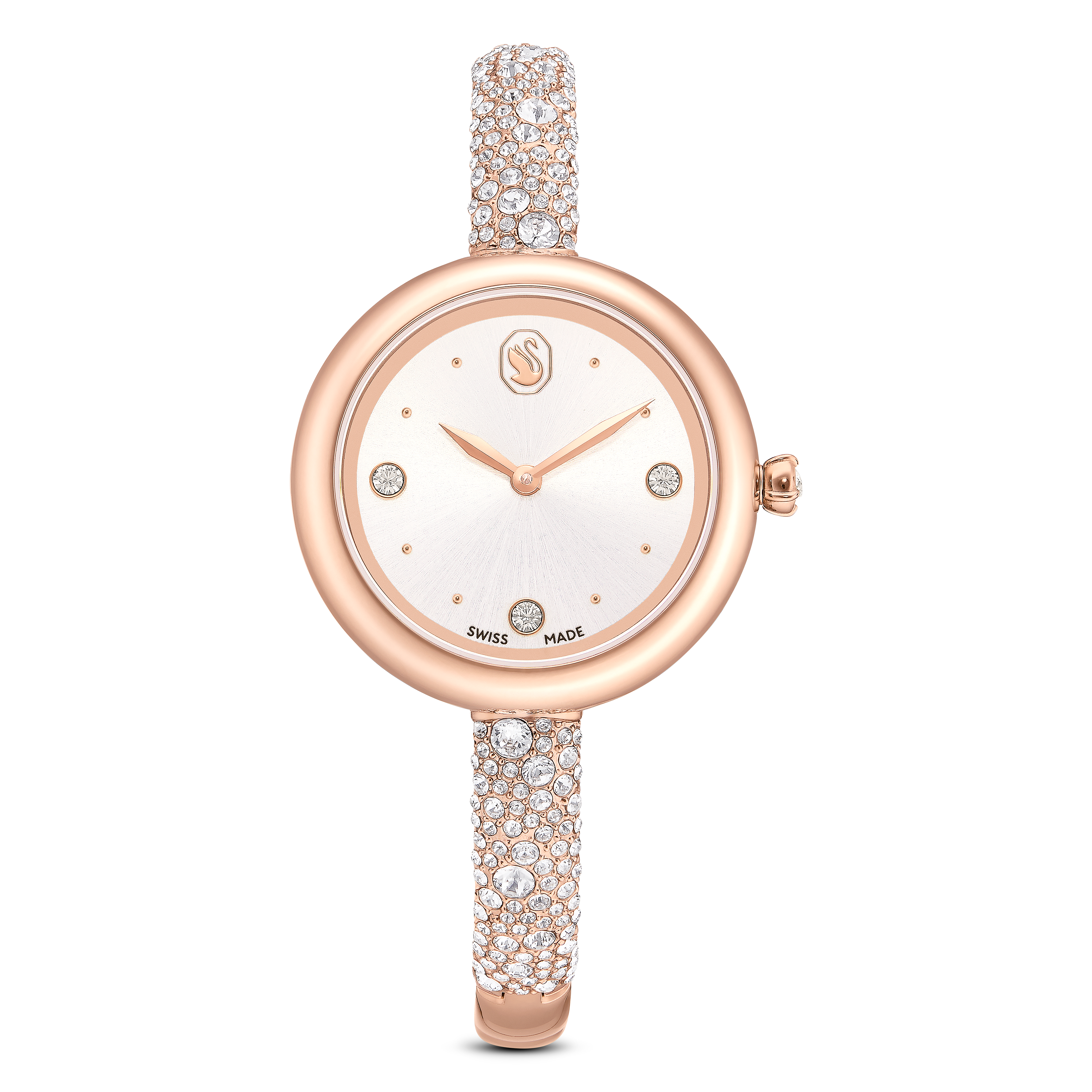 Sublima Bangle Saat, İsviçre Üretimi, Metal Bileklik, Rose Altın Tonu, Pembe Altın Rengi Yüzey
