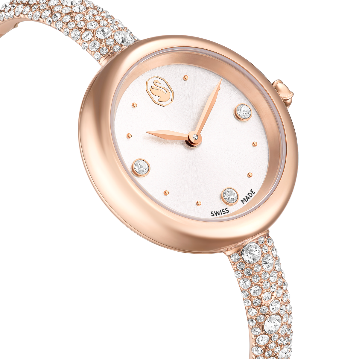 Sublima Bangle Saat, İsviçre Üretimi, Metal Bileklik, Rose Altın Tonu, Pembe Altın Rengi Yüzey