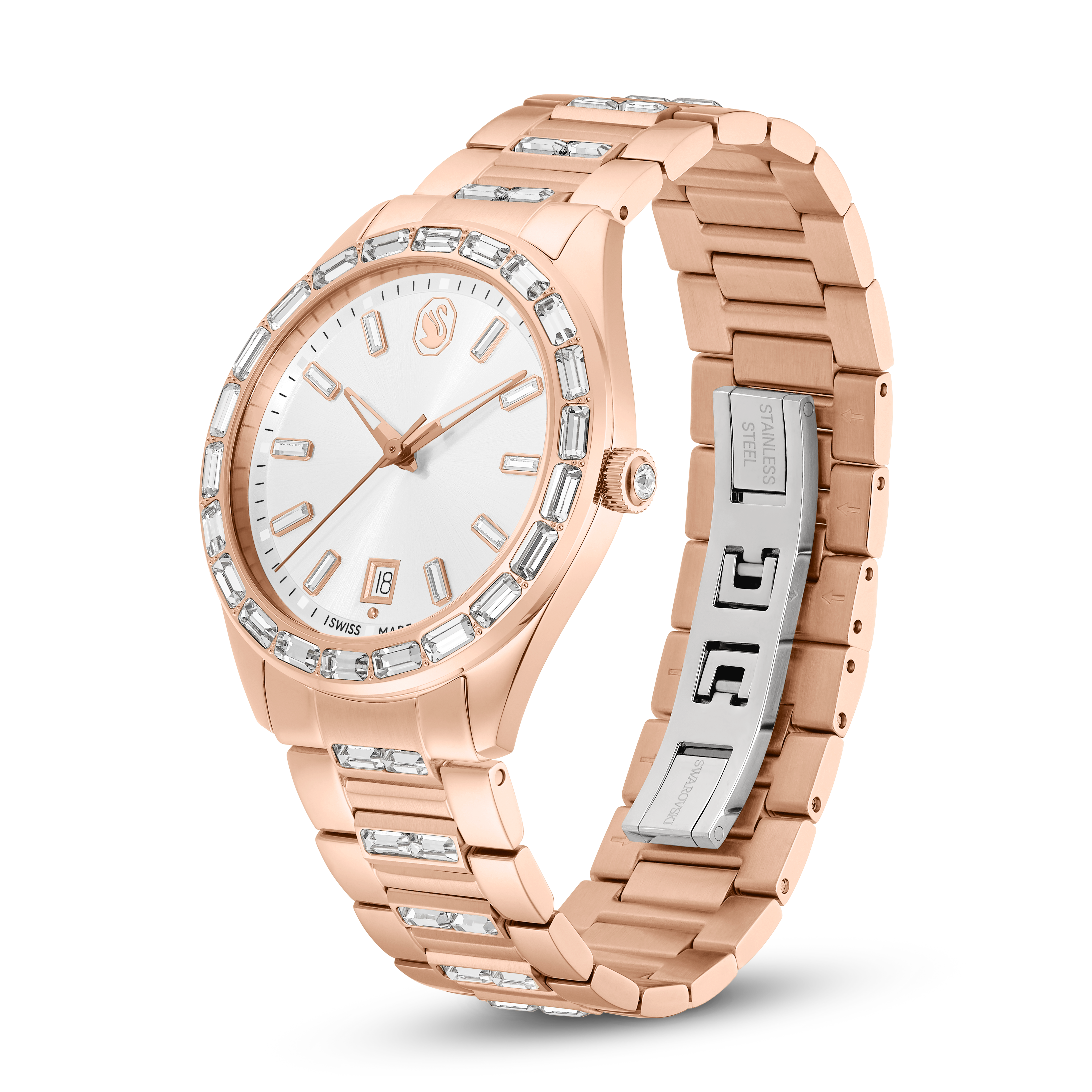 Matrix Date Saat, İsviçre Üretimi, Metal Bileklik, Rose Altın Tonu, Pembe Altın Rengi Yüzey