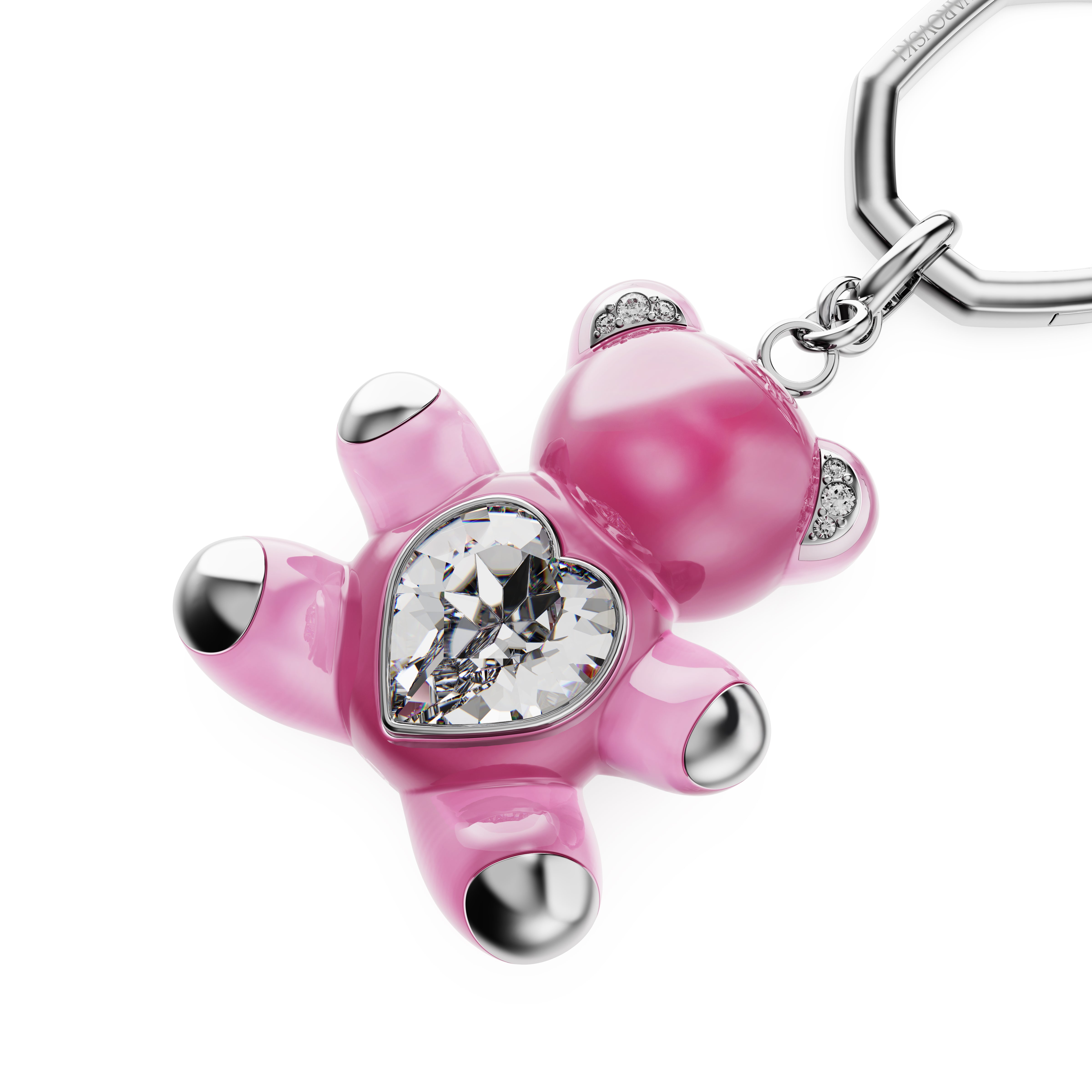Teddy Anahtarlık, Ayıcık, Pembe, Rodyum Kaplama