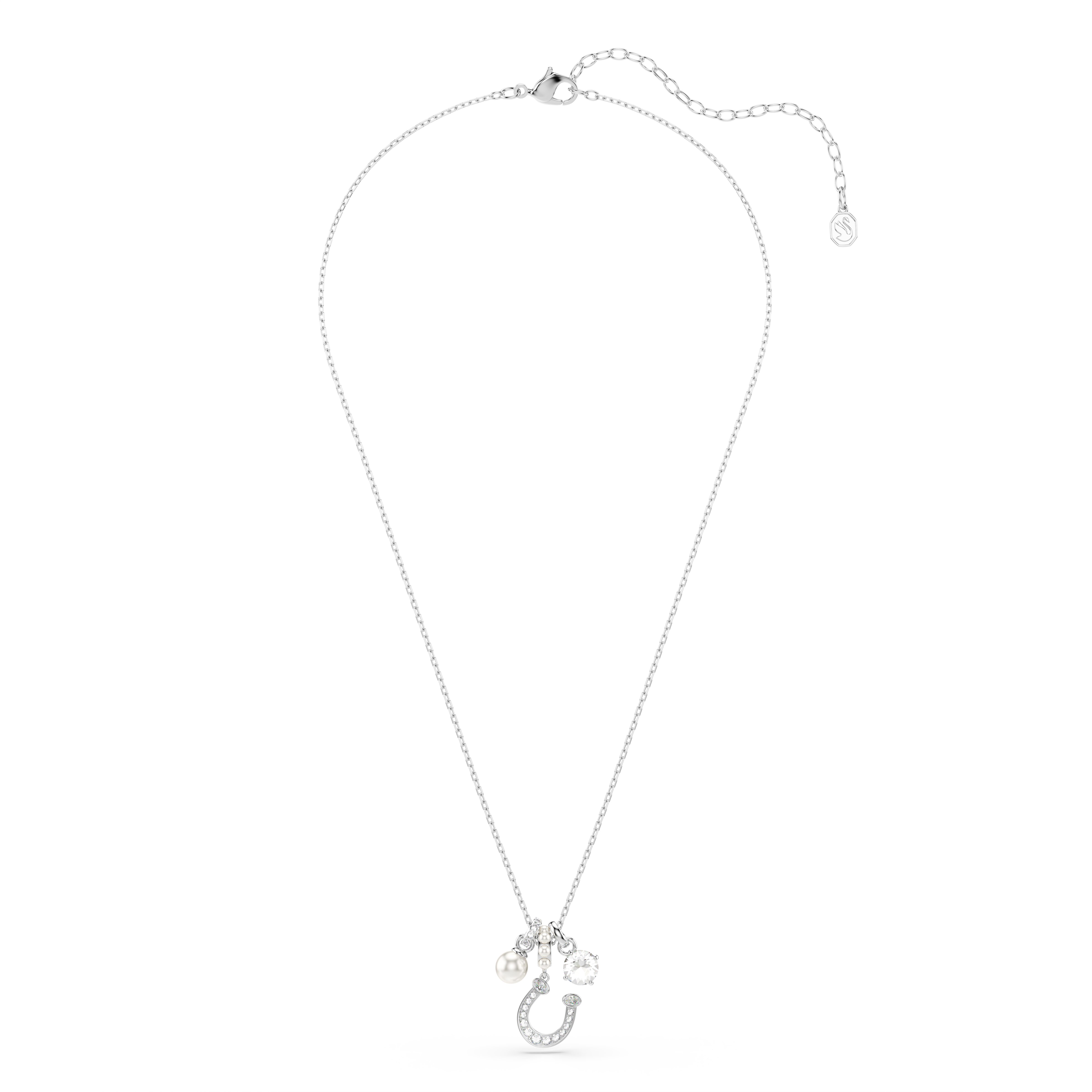 Symbolica Kolye, Kristal İnci, Yuvarlak Kesim, Pave, At Nali, Beyaz, Rodyum Kaplama