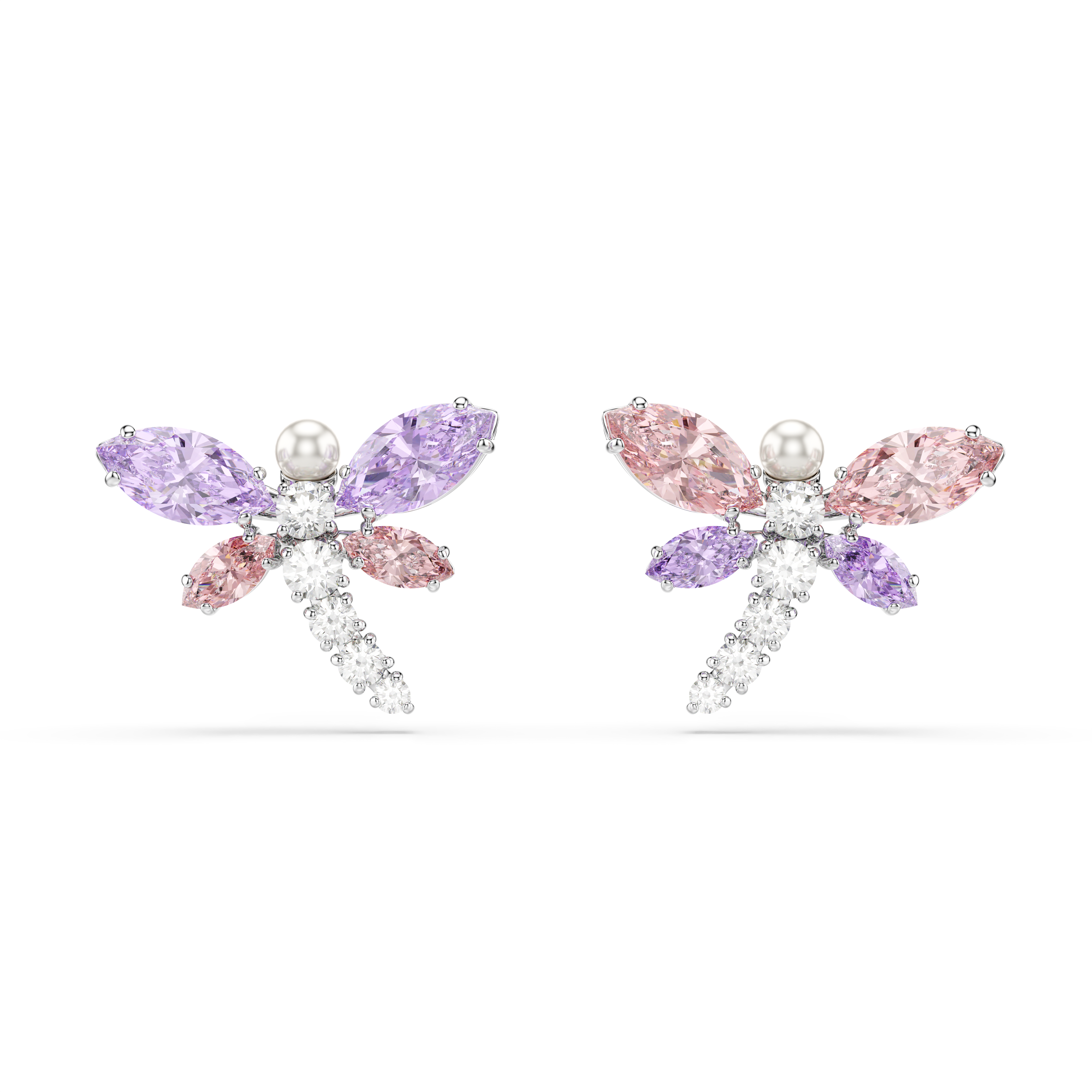 Ariana Grande x Swarovski Düğme Küpe, Karışık Kesim, Yusufçuk, Çok Renkli, Rodyum Kaplama