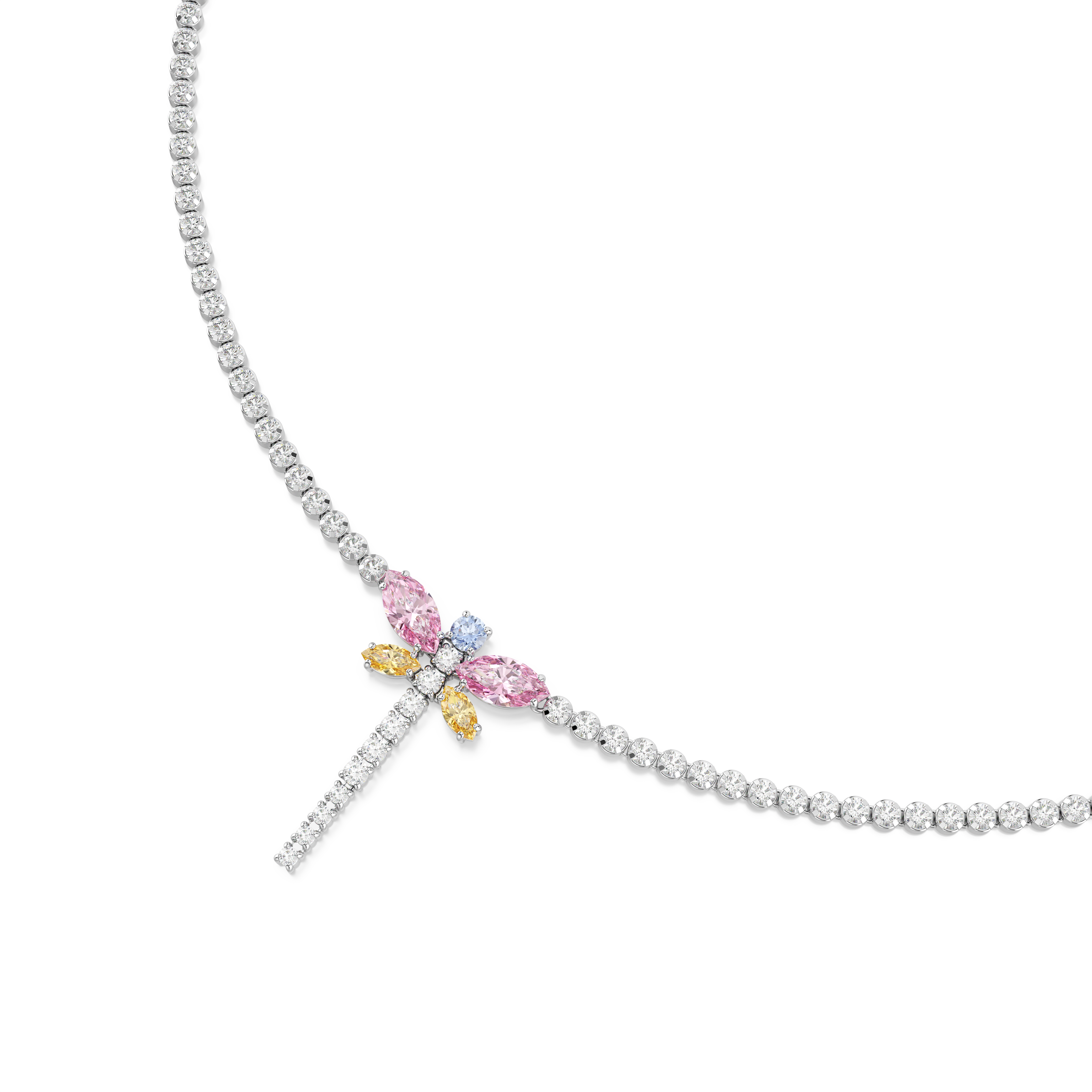 Ariana Grande x Swarovski Y-Kolye, Karışık Kesim, Yusufçuk, Çok Renkli, Rodyum Kaplama