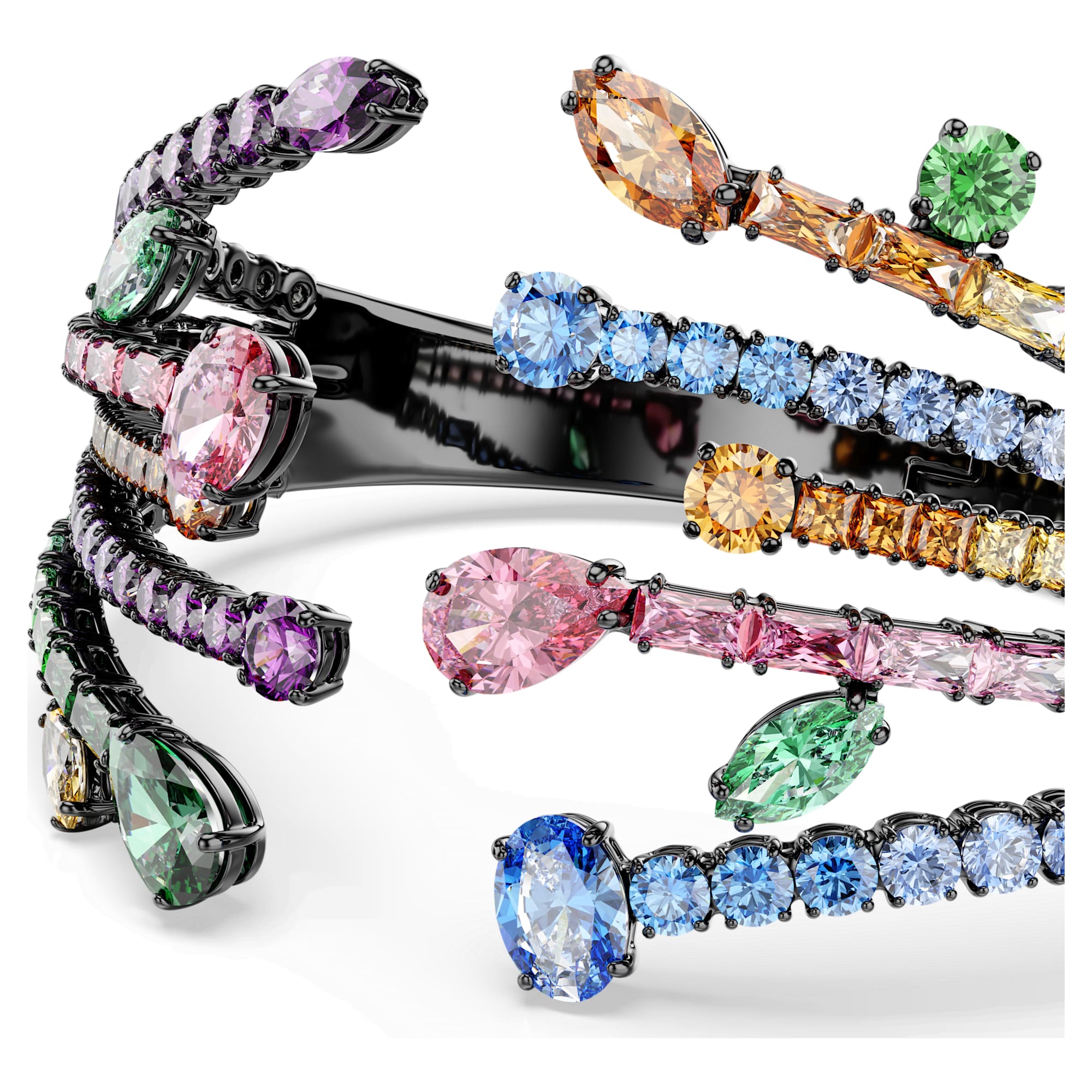 Matrix Bangle Bileklik, Karışık Kesim, Buket, Çok Renkli, Rutenyum Kaplama, S