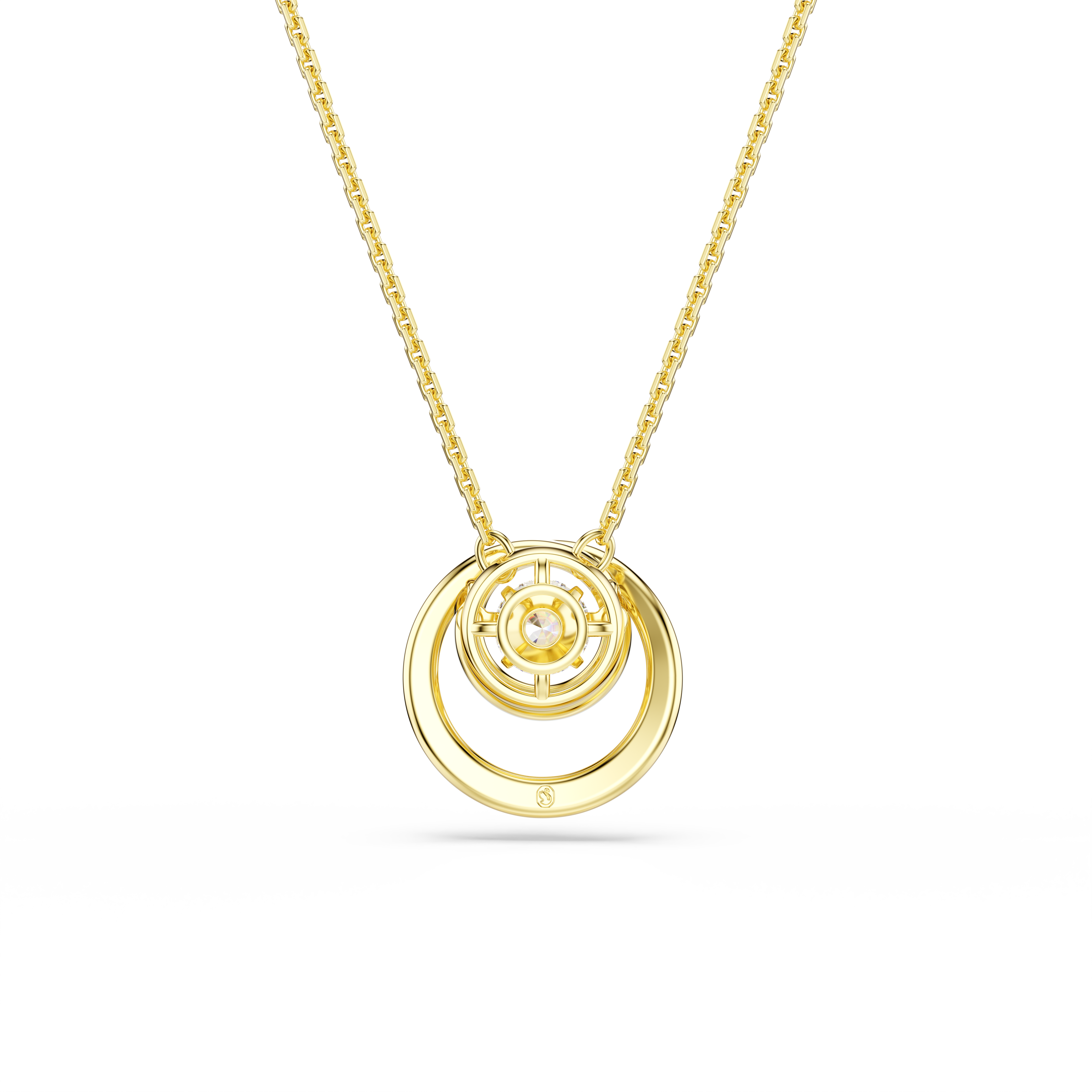 Hyperbola Kolye, Yuvarlak Kesim, Beyaz, Sari Altin Rengi Kaplama