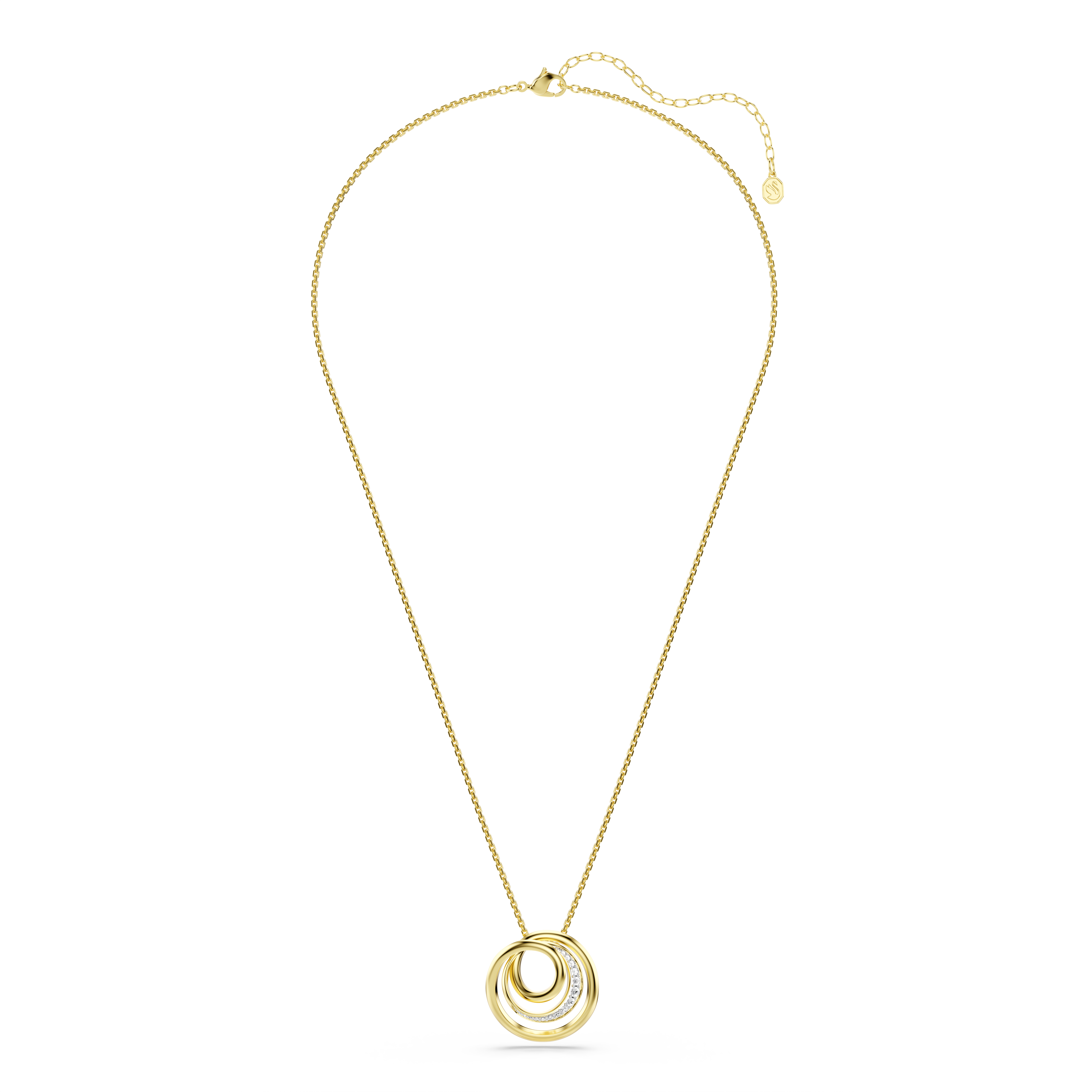 Hyperbola Kolye, Yuvarlak Kesim, Beyaz, Sari Altin Rengi Kaplama