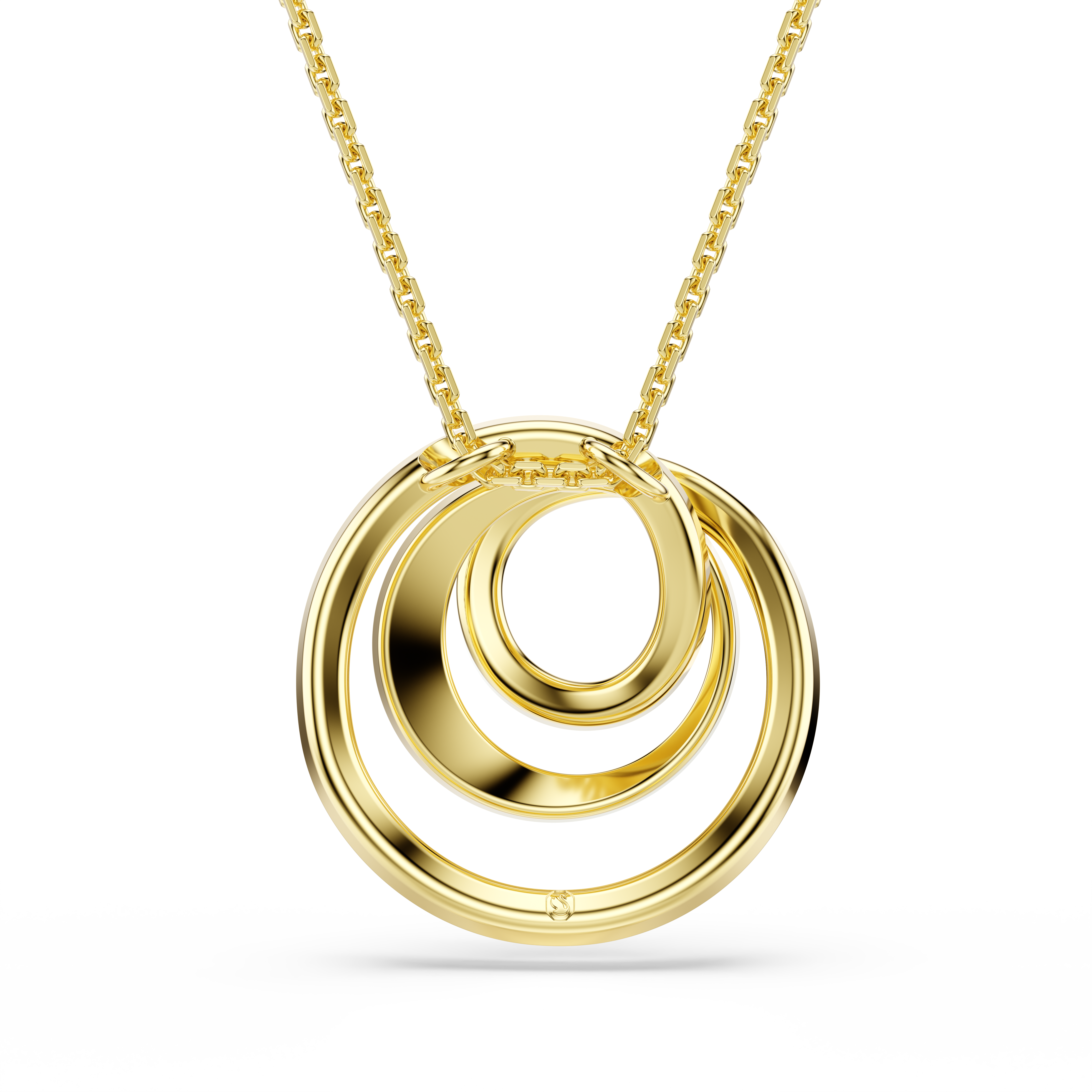 Hyperbola Kolye, Yuvarlak Kesim, Beyaz, Sari Altin Rengi Kaplama