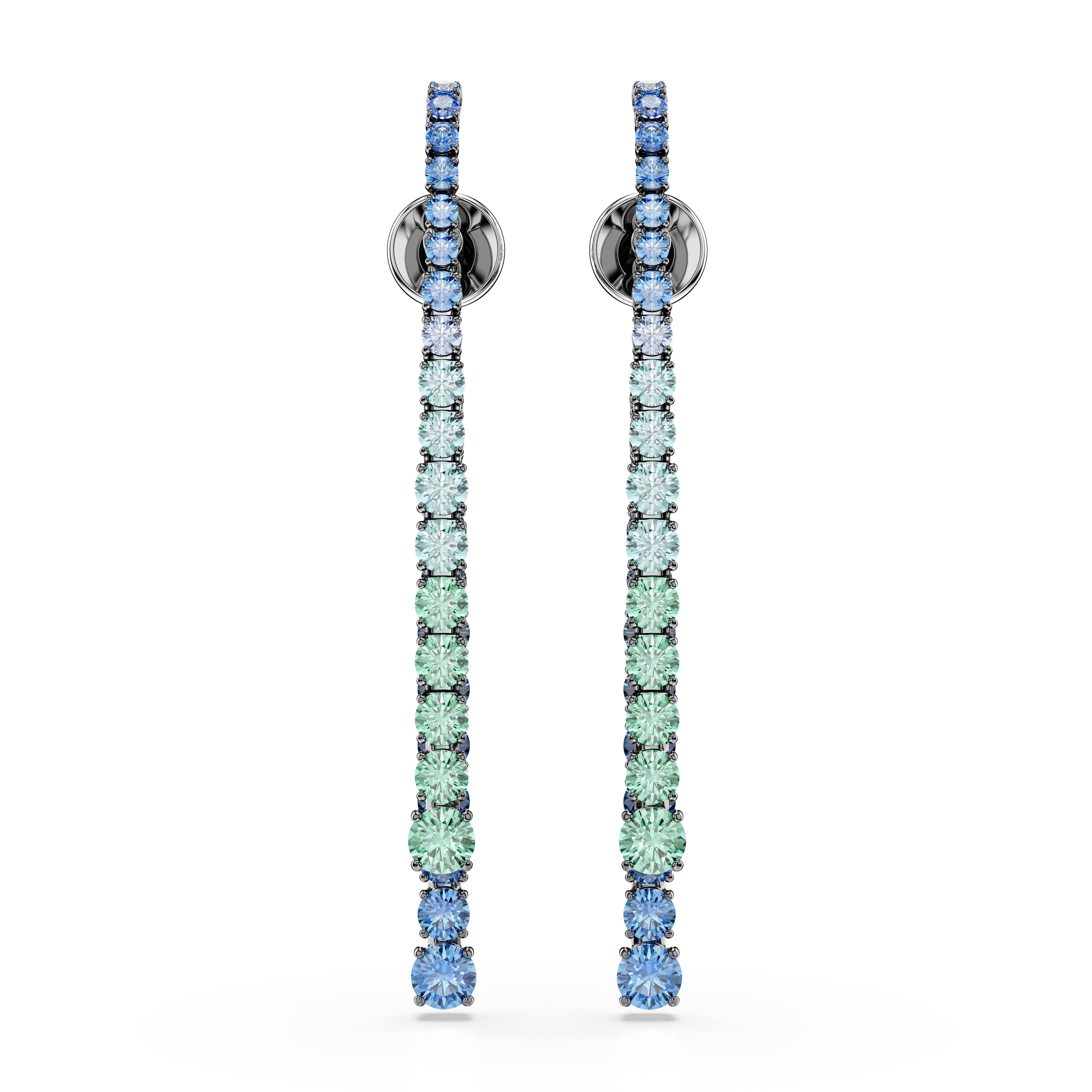 Matrix Damla Küpe, Yuvarlak Kesim, Çok Renkli, Rutenyum Kaplama