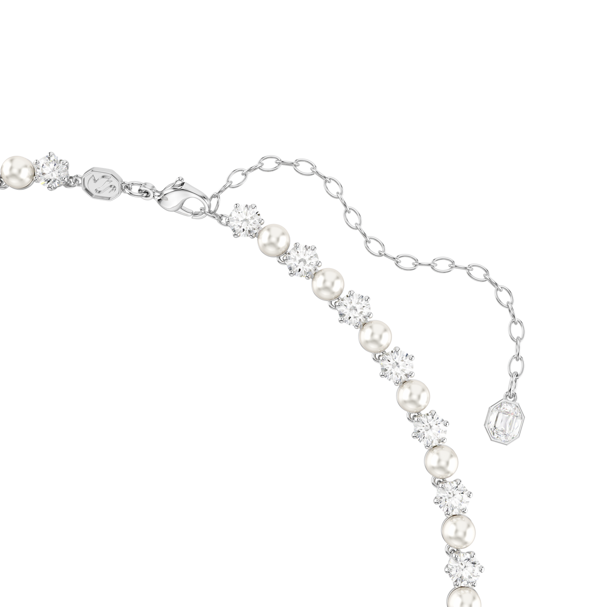 Matrix Set, Kristal İnci, Yuvarlak Kesim, Beyaz, Rodyum Kaplama