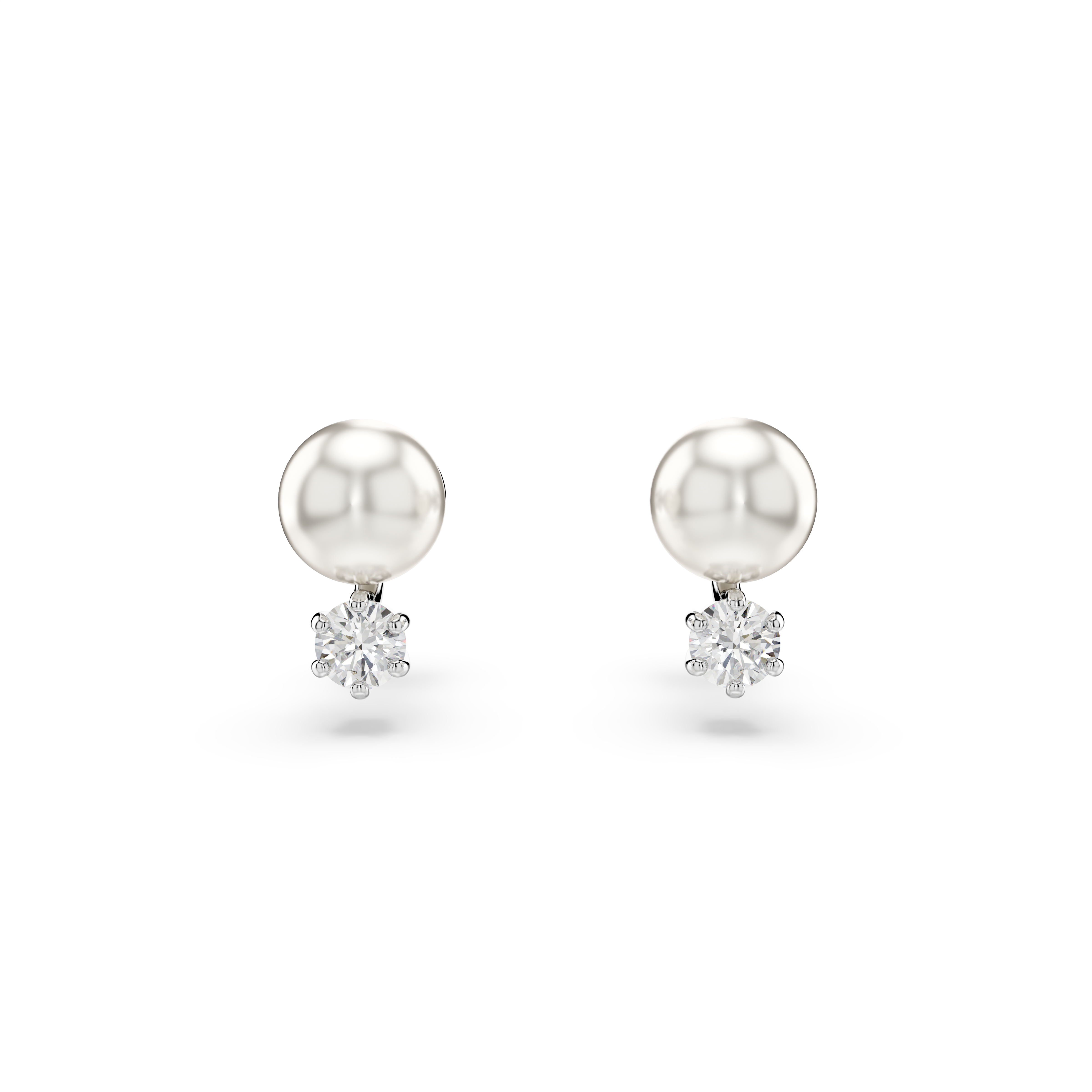 Matrix Set, Kristal İnci, Yuvarlak Kesim, Beyaz, Rodyum Kaplama