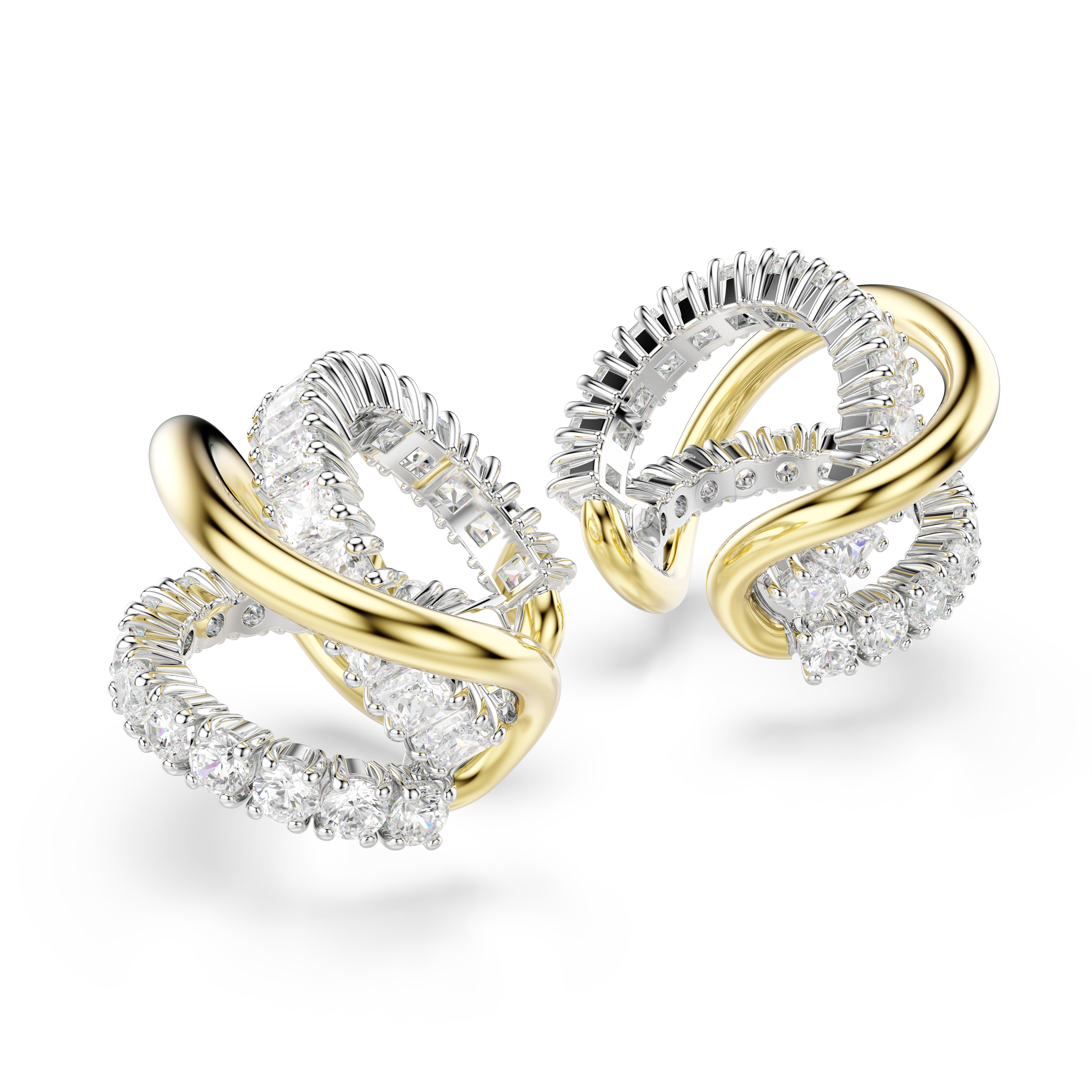 Hyperbola Ear Cuffs Küpe, Karışık Kesim, Beyaz, Karışık Metal Kaplama