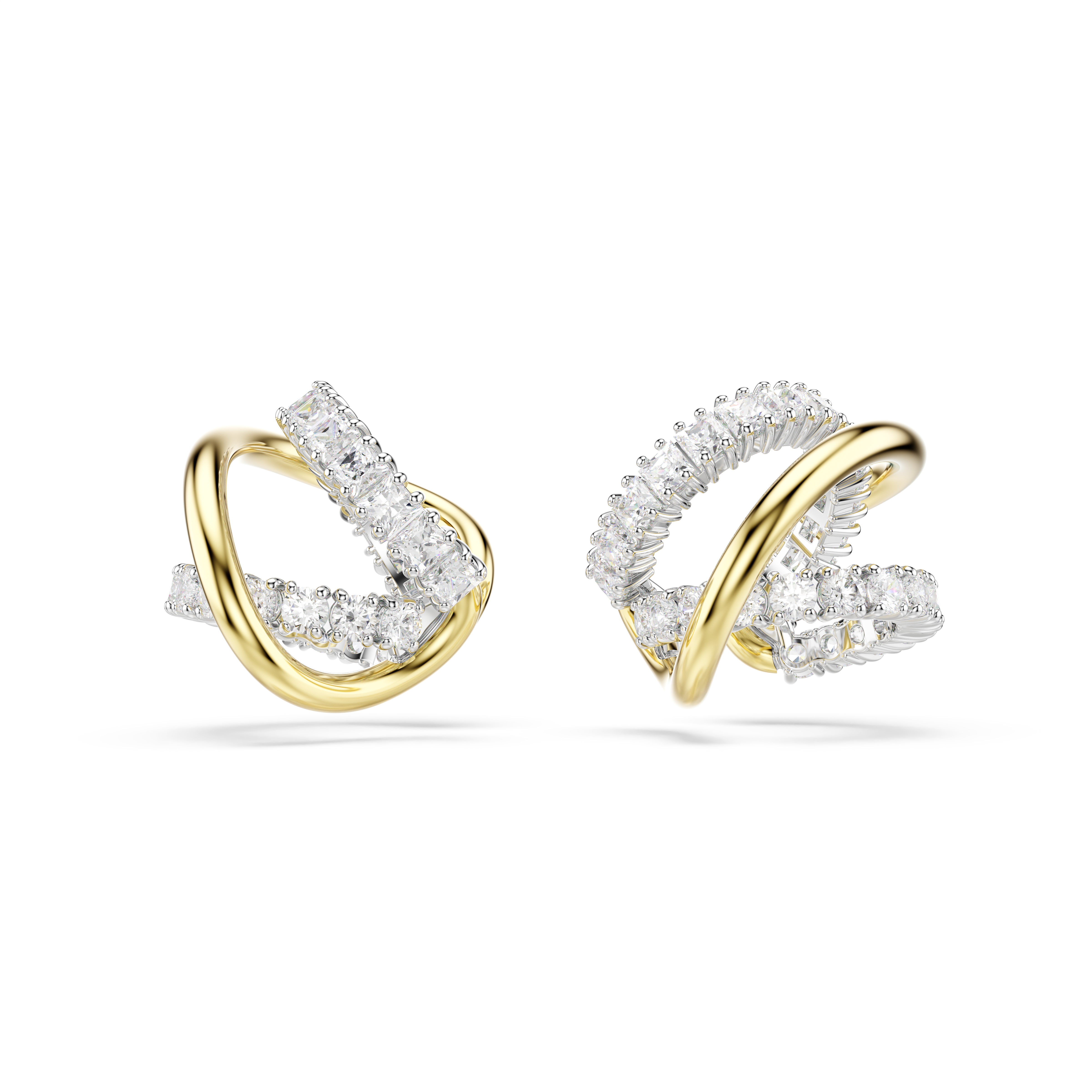 Hyperbola Ear Cuffs Küpe, Karışık Kesim, Beyaz, Karışık Metal Kaplama