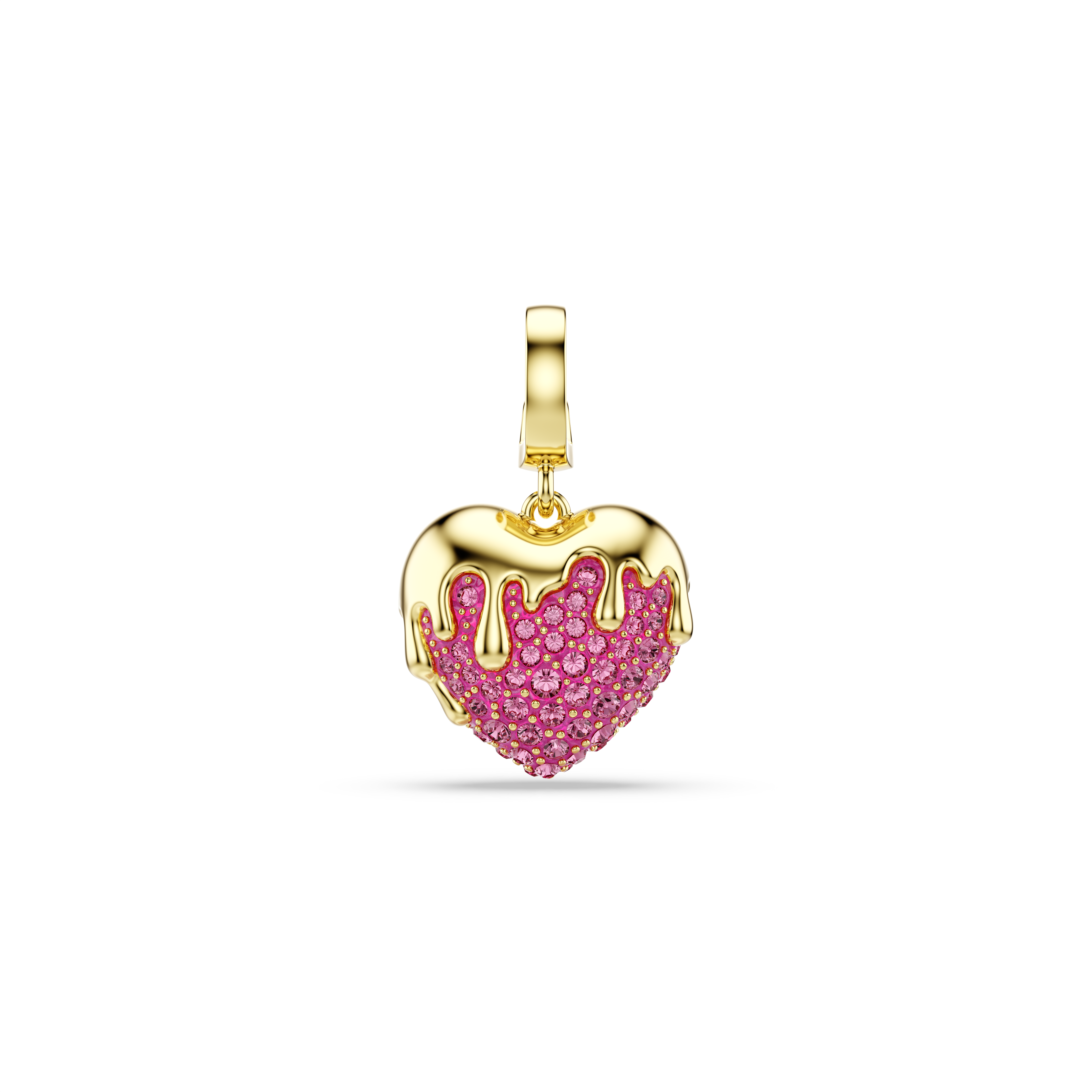 Idyllia Charm, Yuvarlak Kesim, Kalp, Pembe, Sarı Altın Rengi Kaplama