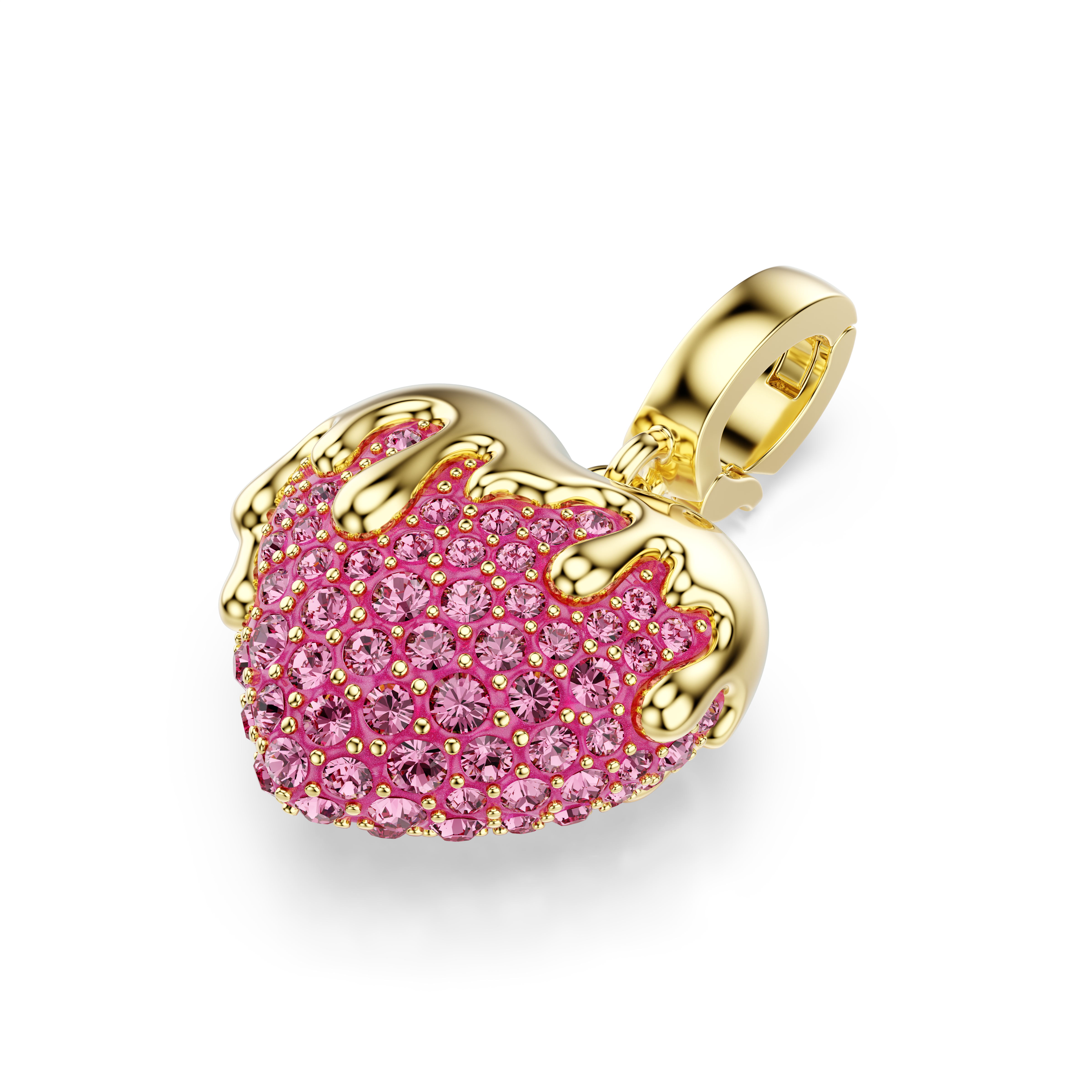 Idyllia Charm, Yuvarlak Kesim, Kalp, Pembe, Sarı Altın Rengi Kaplama