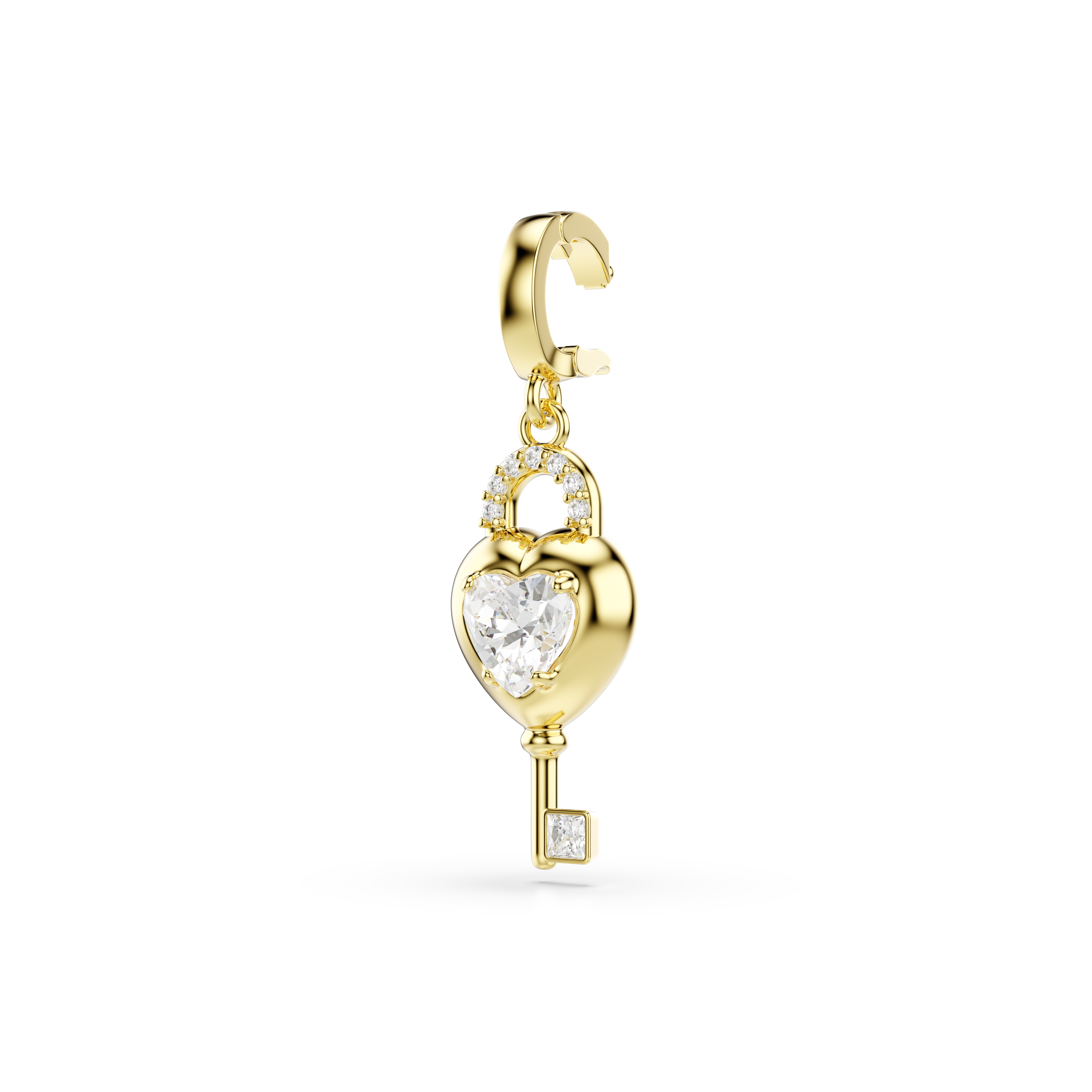 Idyllia Charm, Karışık Kesim, Anahtarlı kalp, Beyaz, Sarı Altın Rengi Kaplama